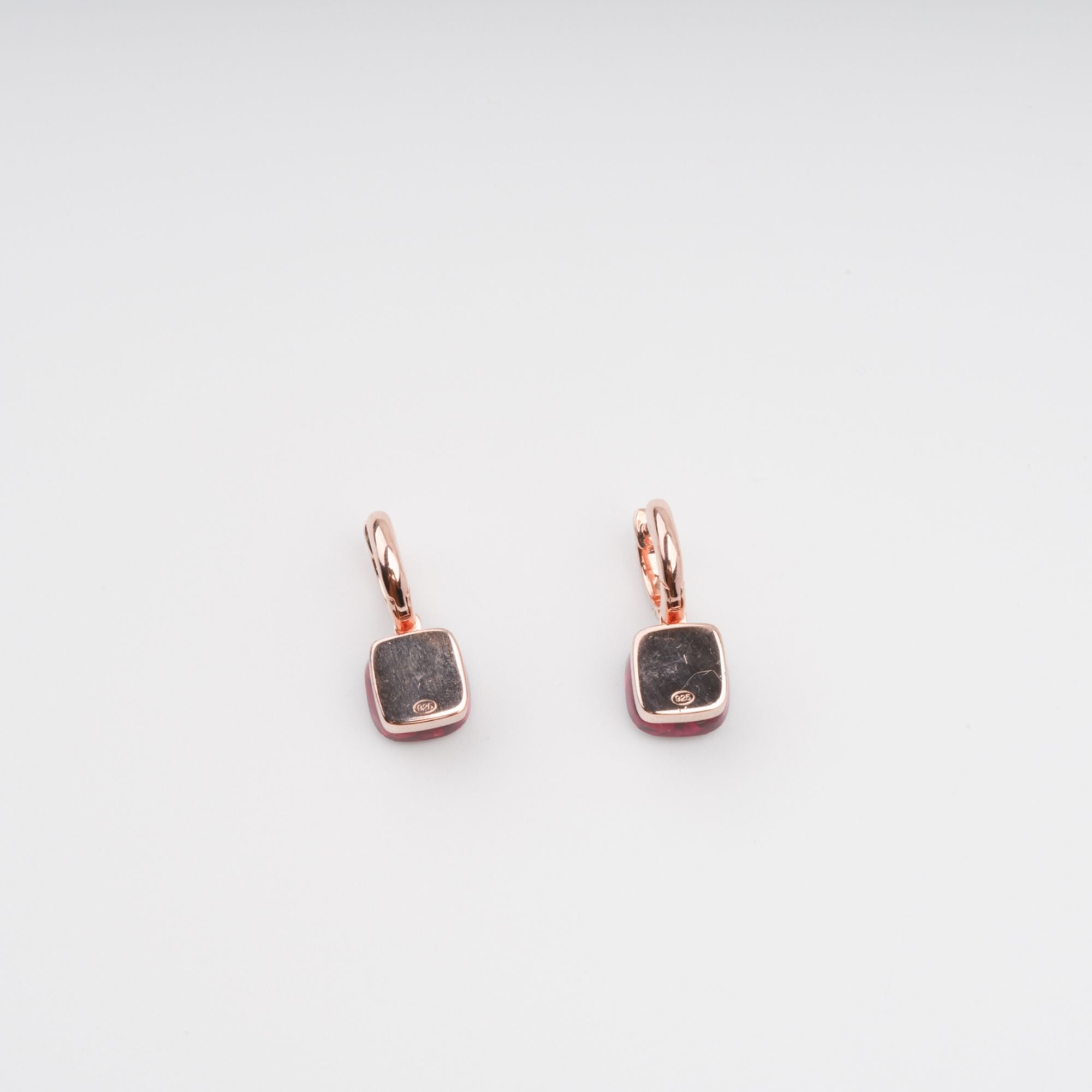 AAVA RED GEMSTONE HOOP EARRINGS - STERLING SILVER