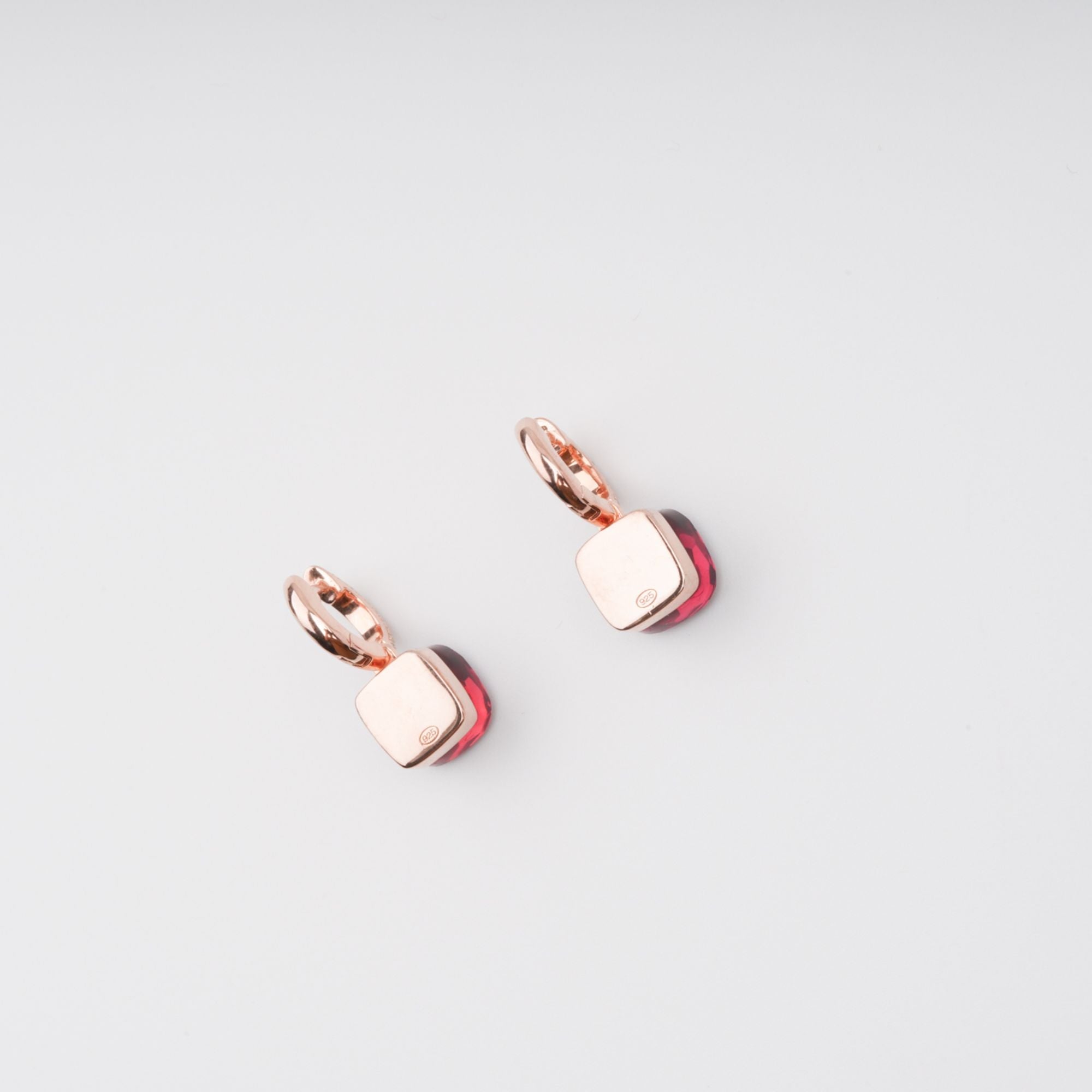 AAVA RED GEMSTONE HOOP EARRINGS - STERLING SILVER