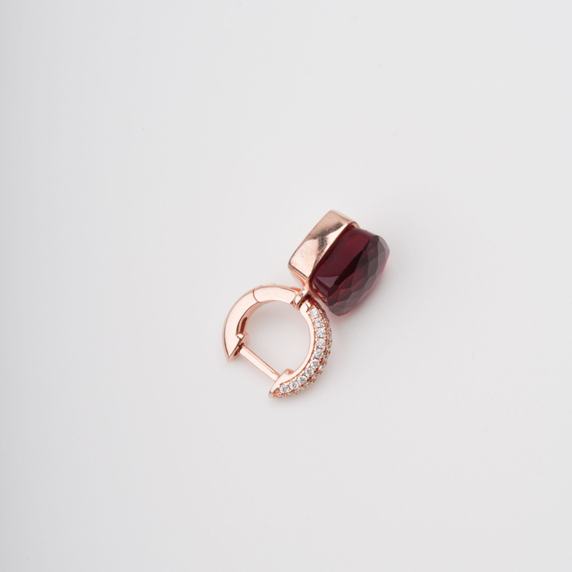AAVA RED GEMSTONE HOOP EARRINGS - STERLING SILVER
