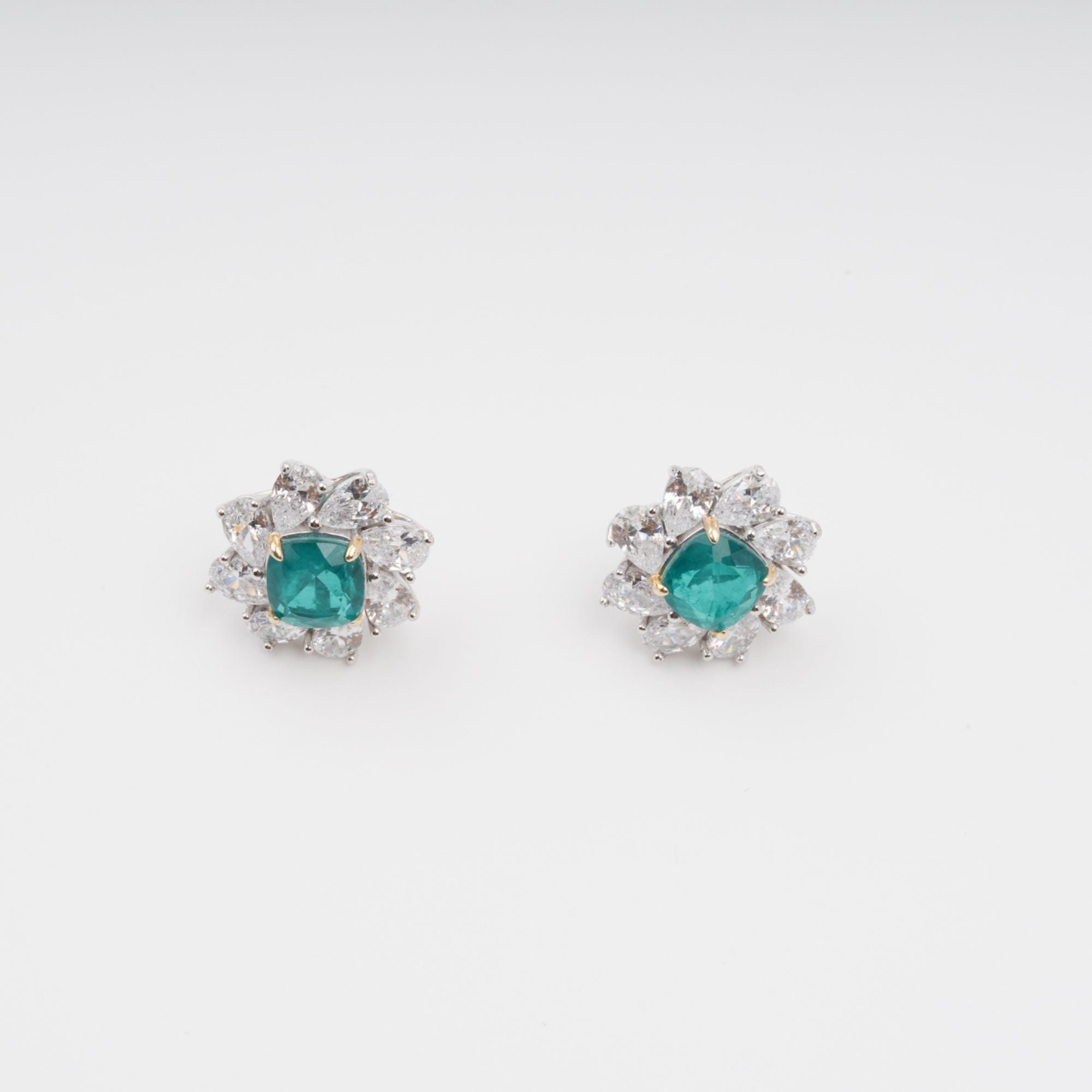 ERICA GREEN FLOWER GEMSTONE SILVER EARRINGS