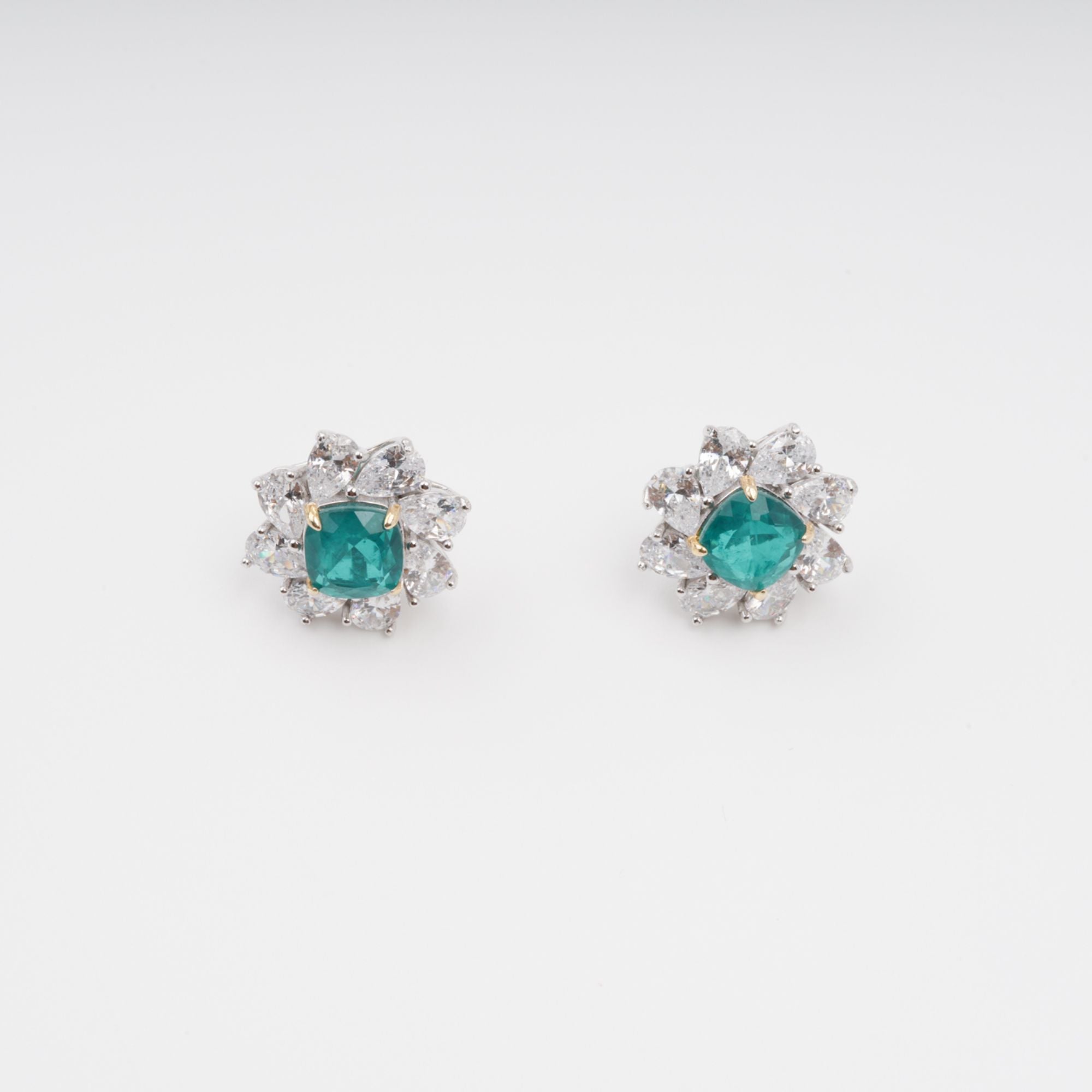 ERICA GREEN FLOWER GEMSTONE SILVER EARRINGS