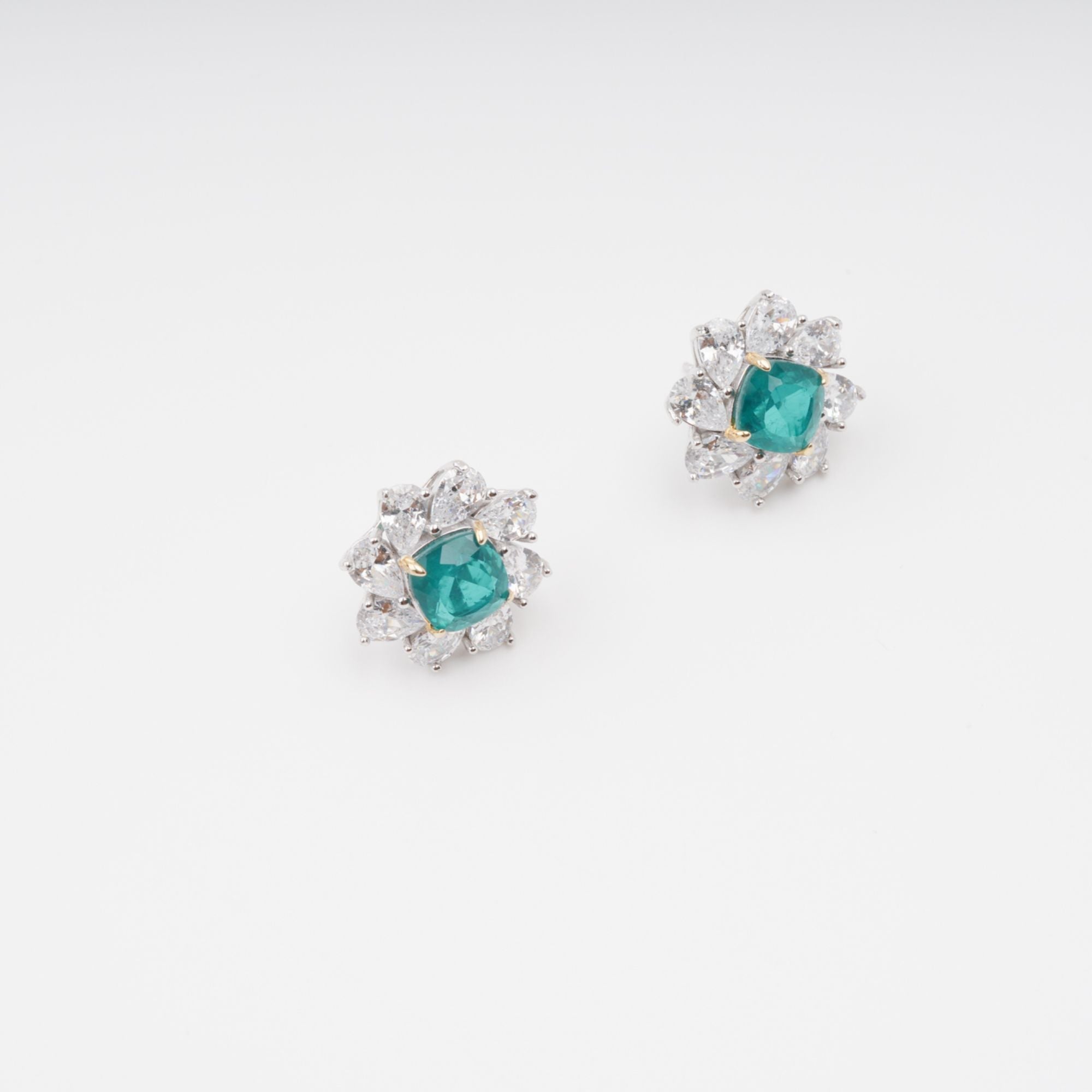 ERICA GREEN FLOWER GEMSTONE SILVER EARRINGS