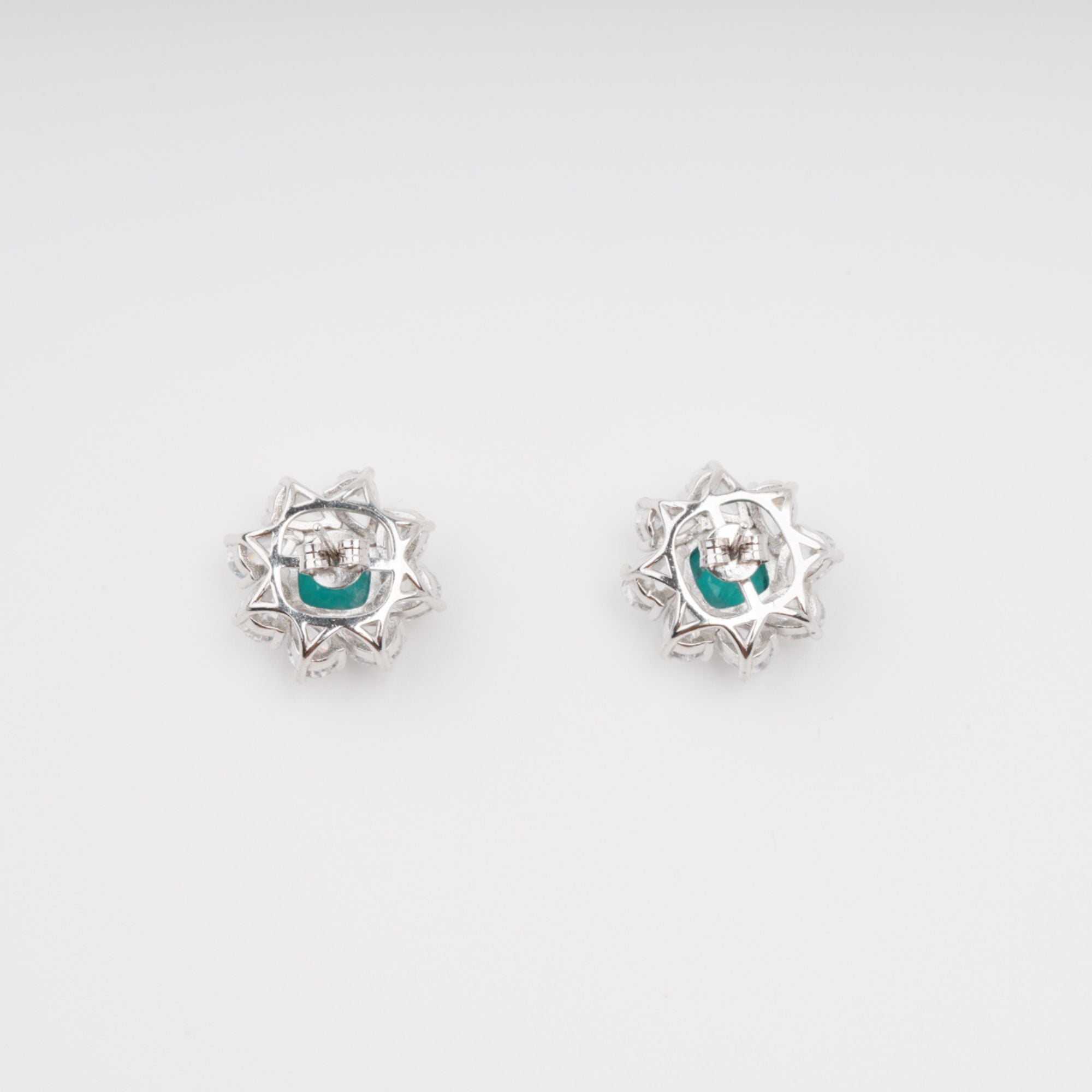ERICA GREEN FLOWER GEMSTONE SILVER EARRINGS
