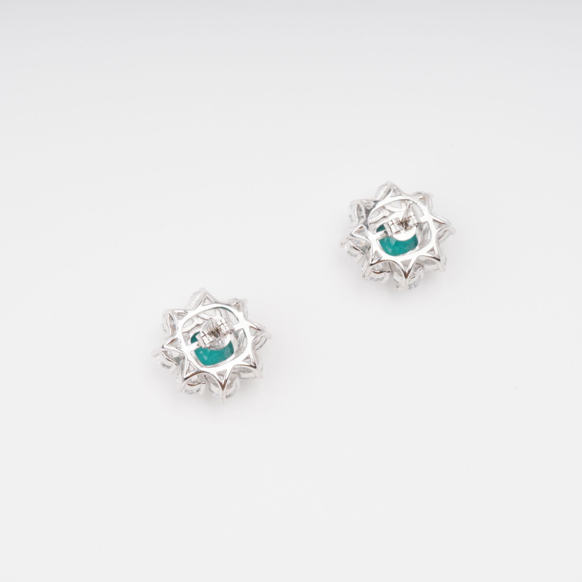 ERICA GREEN FLOWER GEMSTONE SILVER EARRINGS