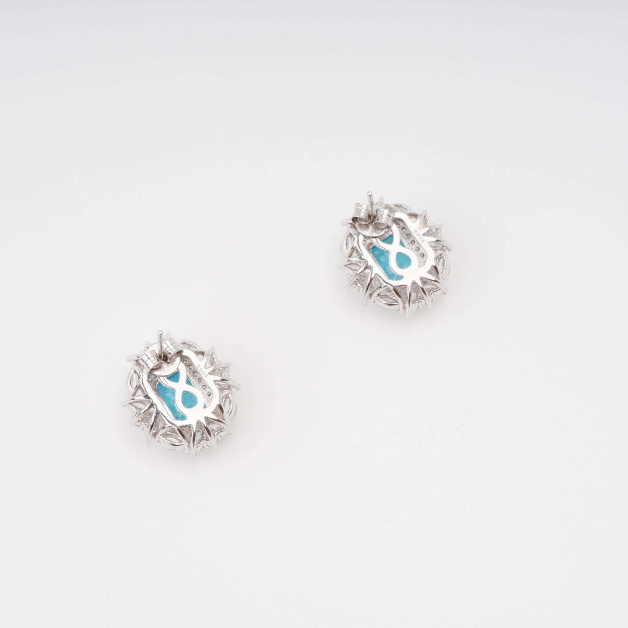 AQUAMARINE EMERALD CUT STERLING SILVER DROP EARRINGS