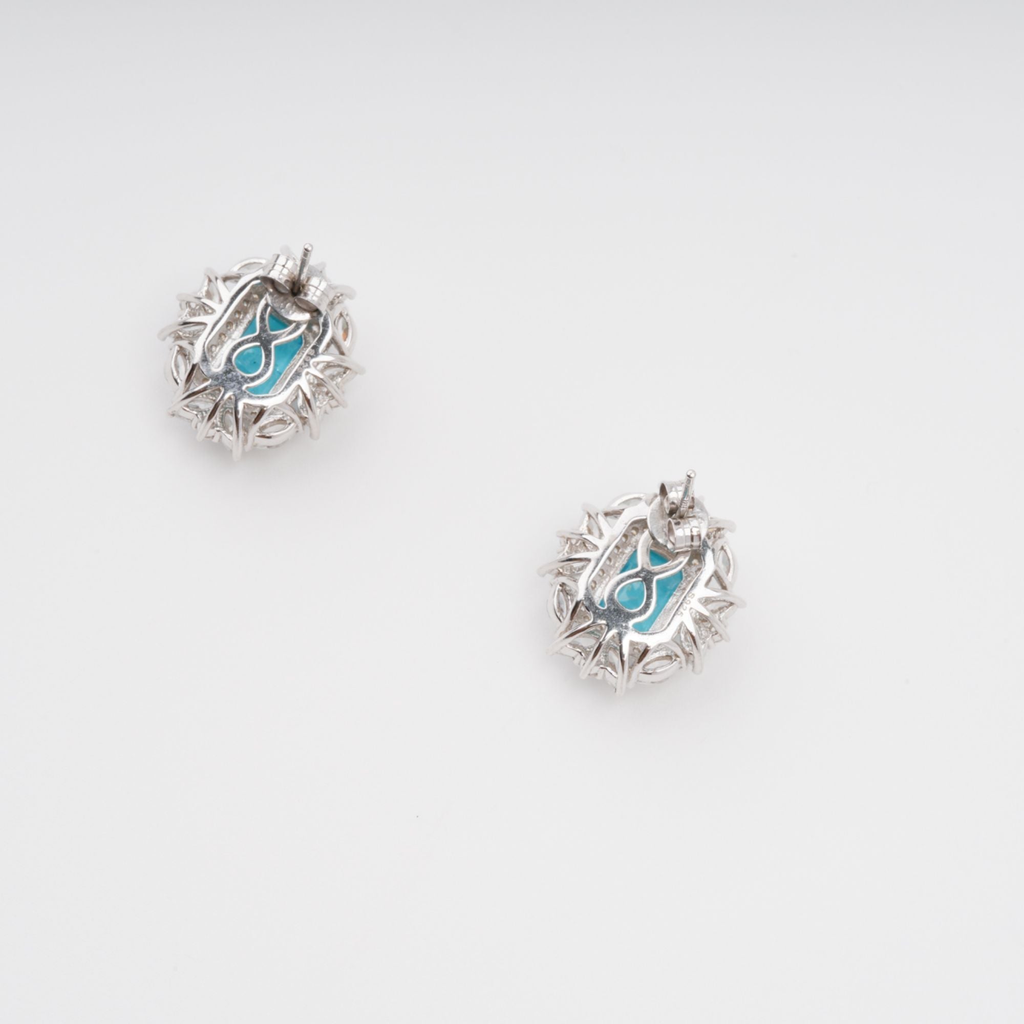 AQUAMARINE EMERALD CUT STERLING SILVER DROP EARRINGS