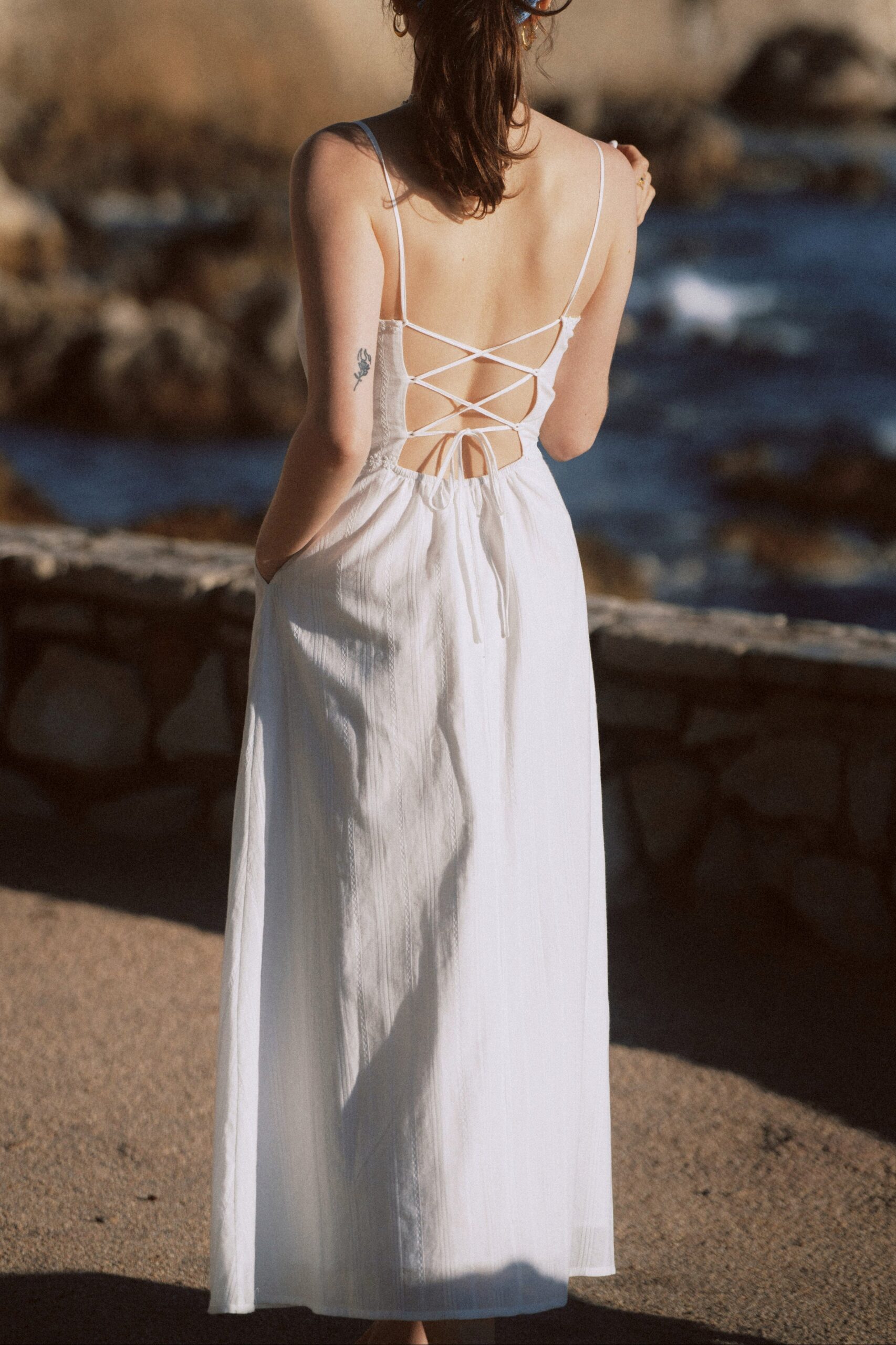 GLORIA STRAPLESS WHITE MAXI DRESS WITH FLOWER DETAIL