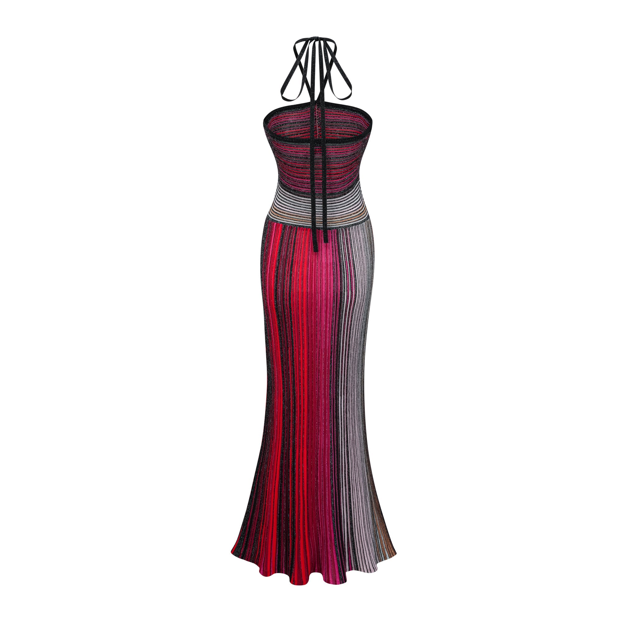 ULYSSE RED METALLIC HALTERNECK MAXI DRESS