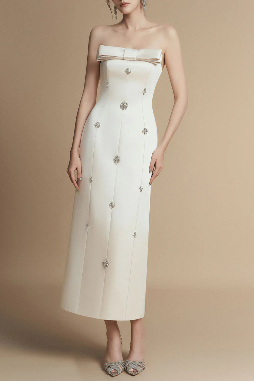 SHEATH STRAIGHT NECK TAFFETA MIDI DRESS