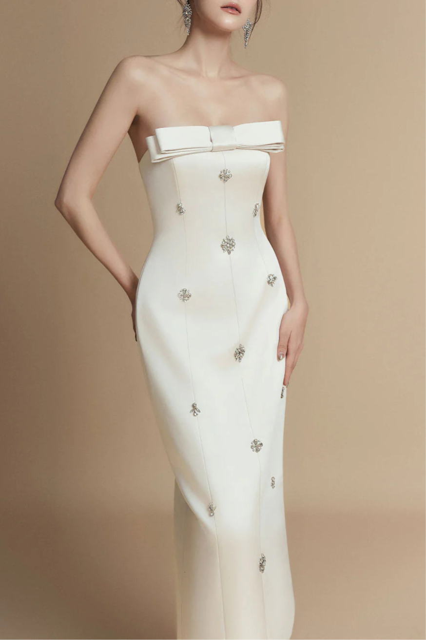 SHEATH STRAIGHT NECK TAFFETA MIDI DRESS