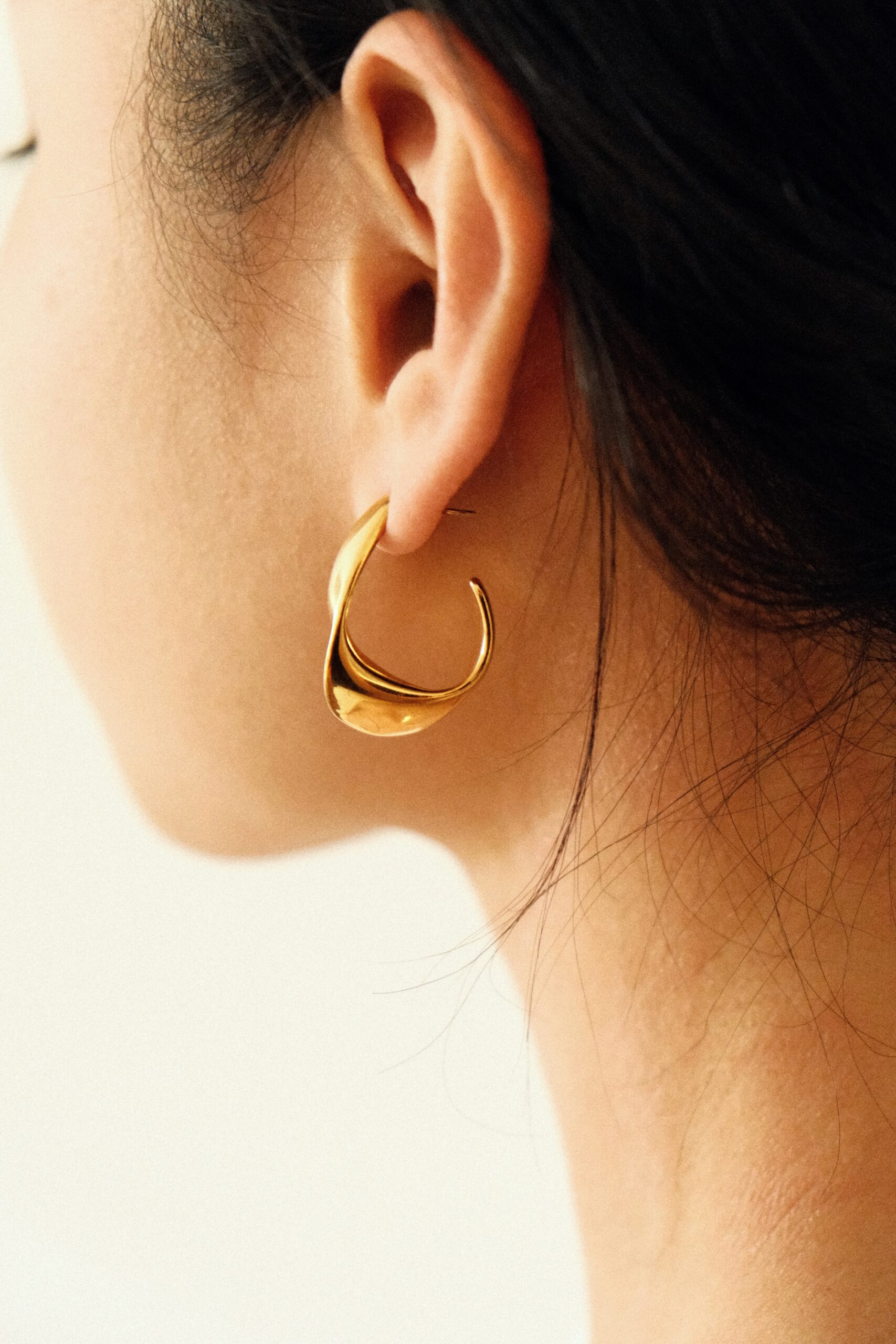 ALBA GOLD SWIRL HOOP EARRINGS WATERPROOF WEDDING