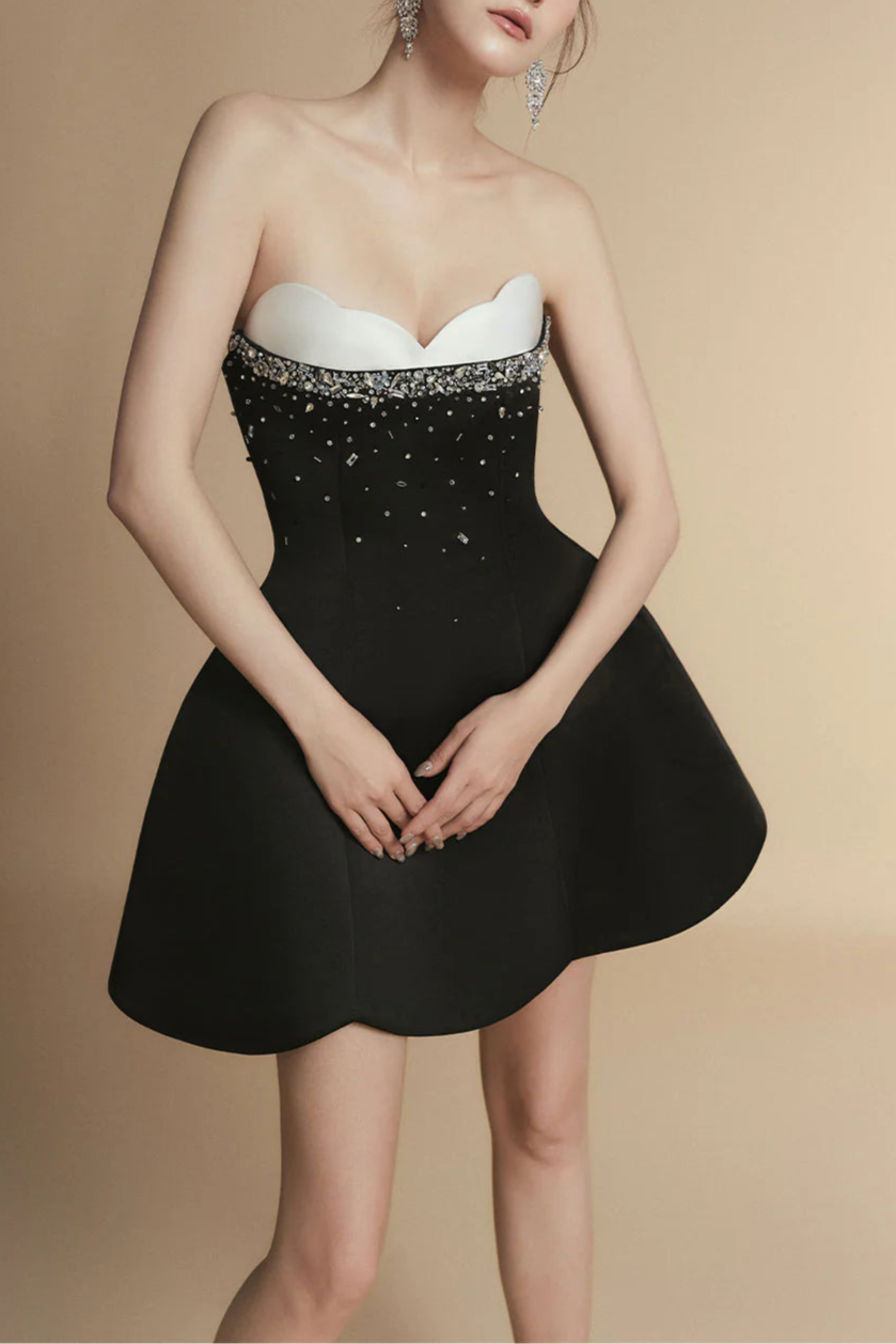 VINTAGE FIT & FLARE TAFFETA MINI DRESS