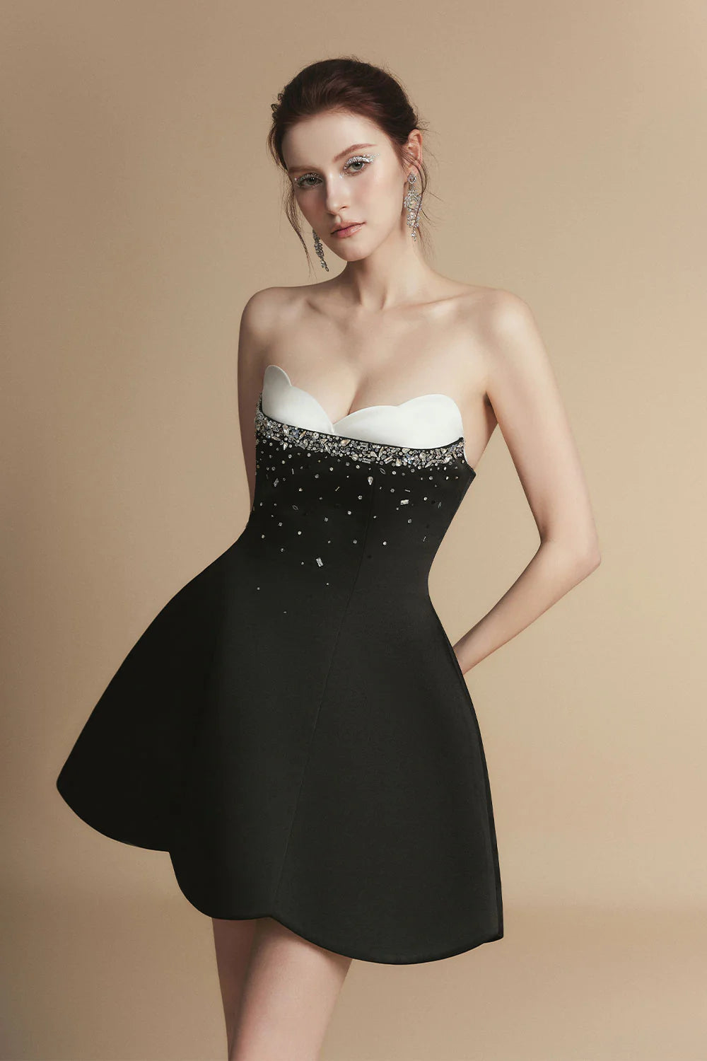 VINTAGE FIT & FLARE TAFFETA MINI DRESS