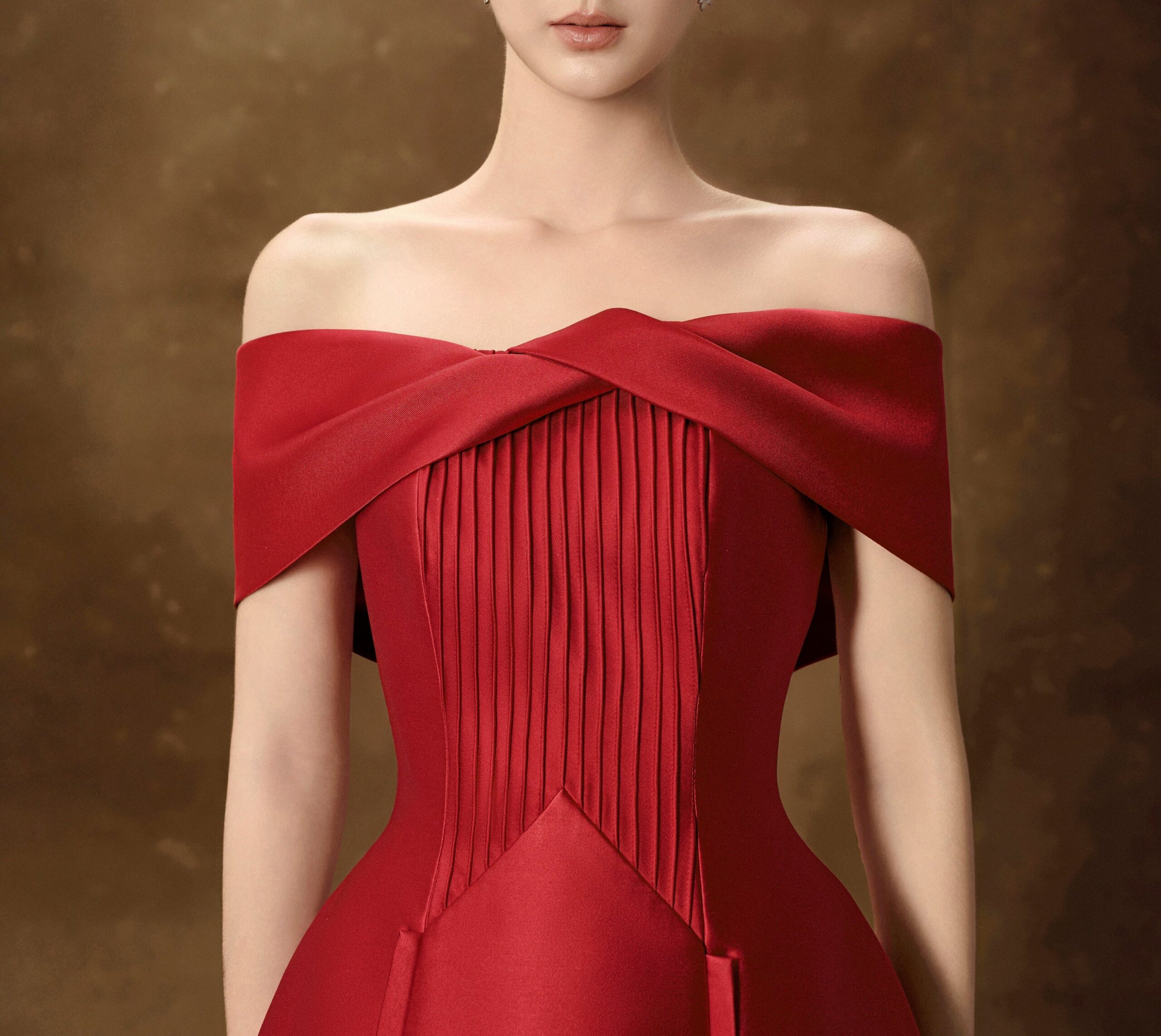 HEBE STRAPLESS MIDI DRESS RED WEDDING GUEST