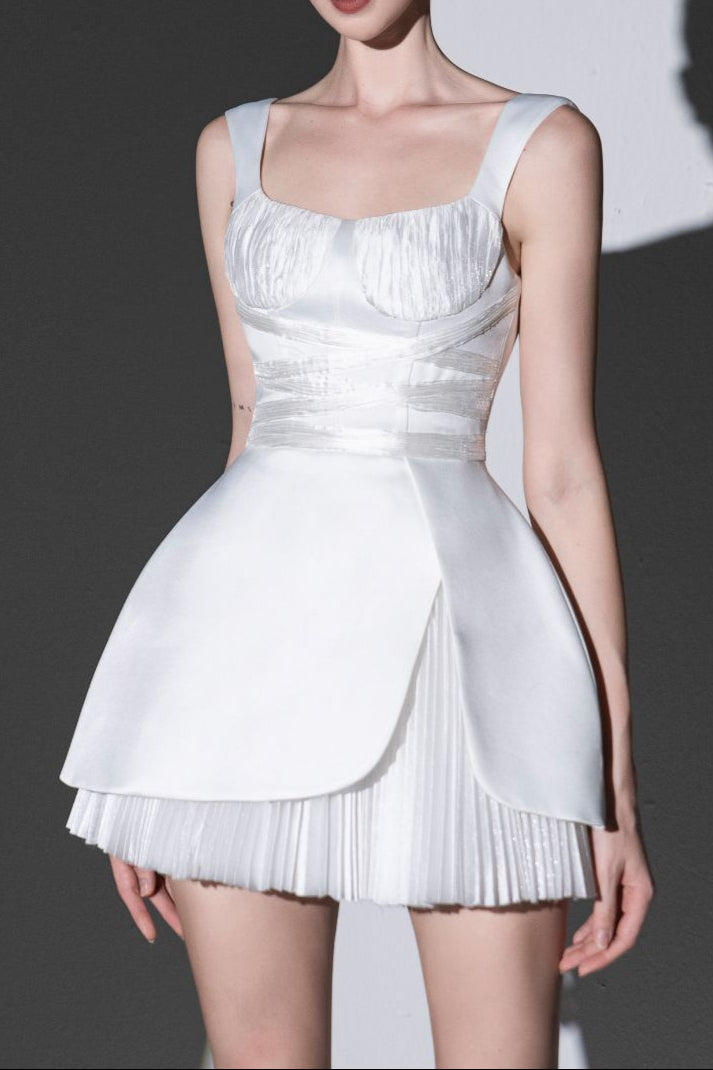 OLINA SQUARE NECK MINI DRESS FOR PARTY