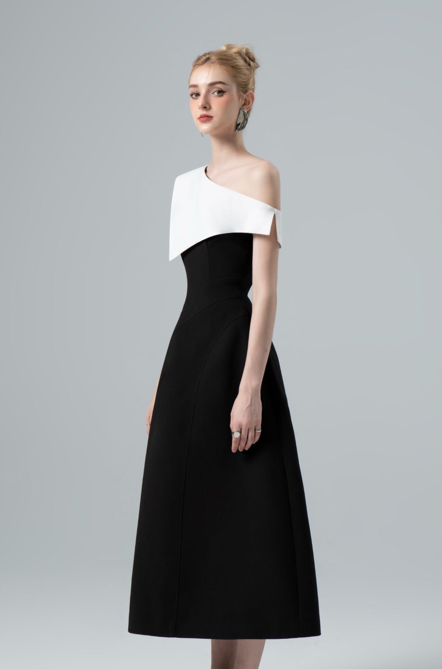 CLIO ASYMMETRIC OFF-SHOULDER COCKTAIL DRESS