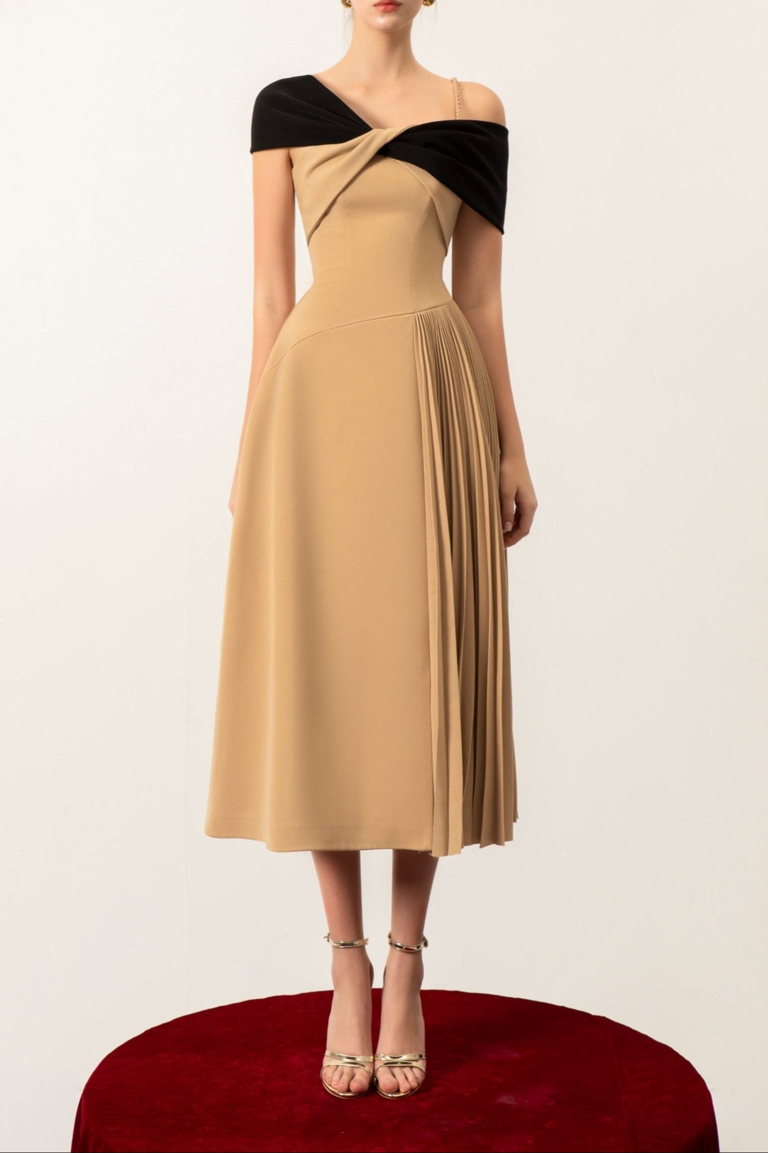 JANINE TWO-TONE MIDI DRESS FOR EVENTS