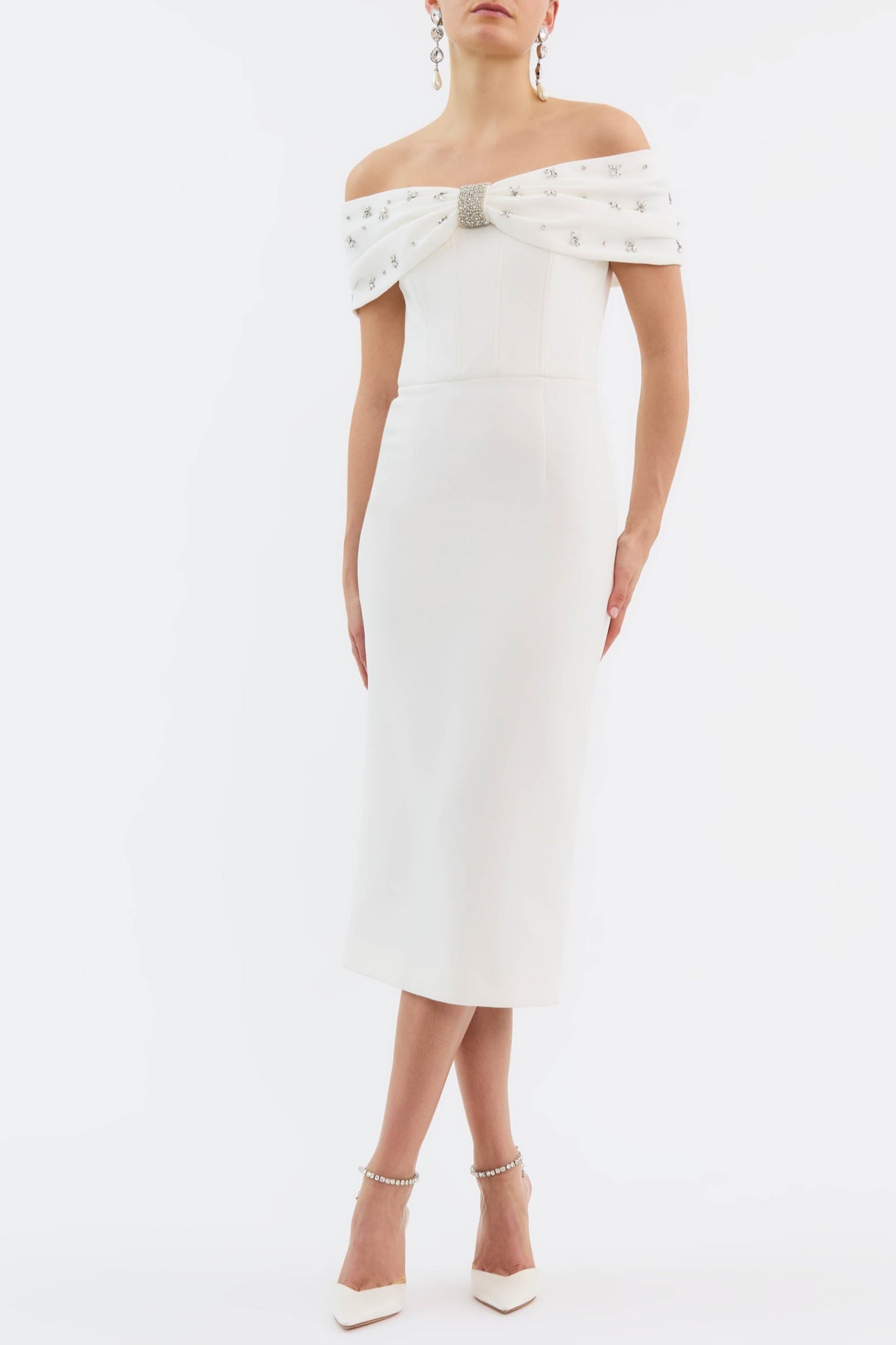 DacreOffShoulderCrystalEmbellishedMidiDress_5 OFF SHOULDER CRYSTAL MIDI DRESS, EVENING PARTY