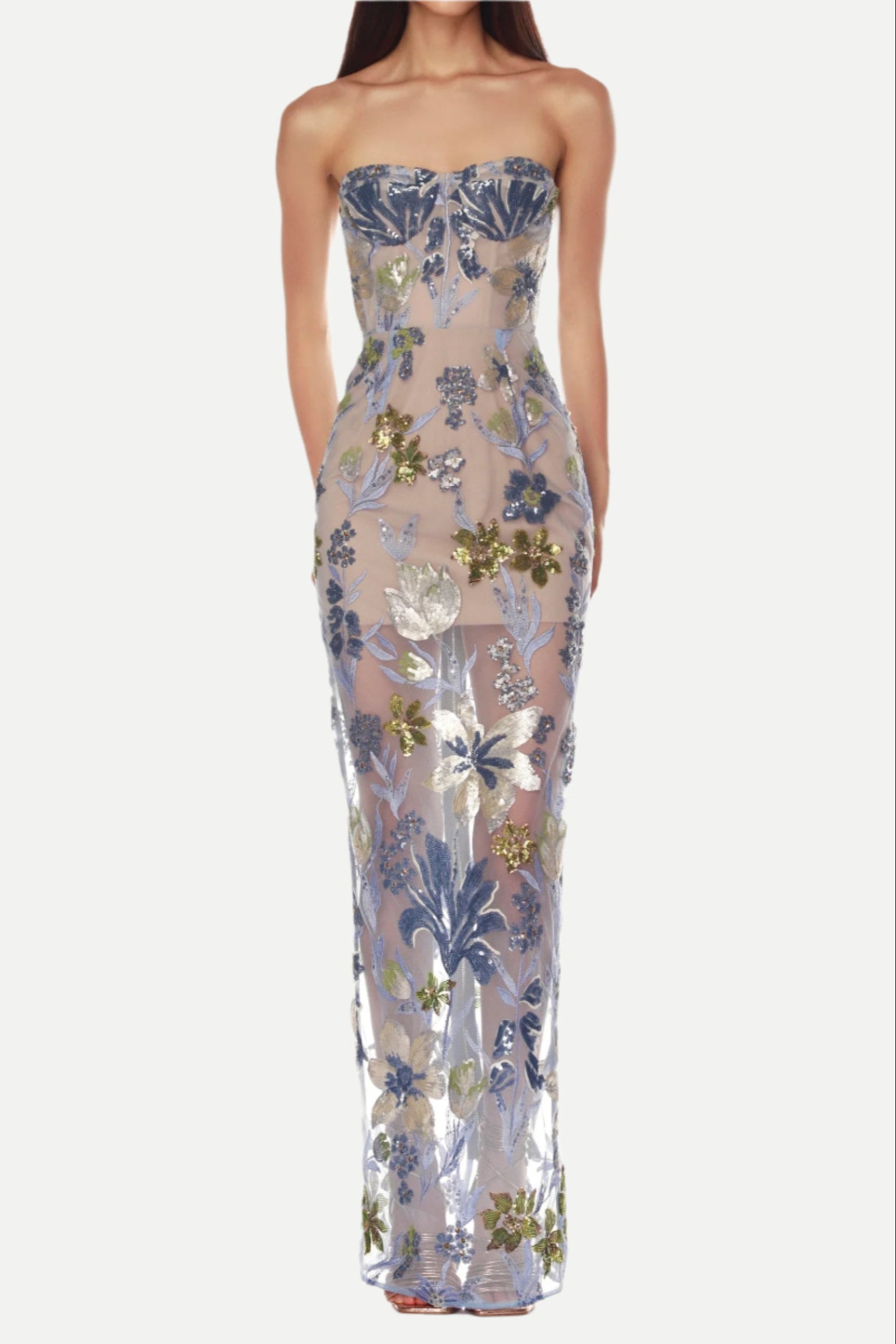 DahliaBabyBlueMultiMaxiDressFront DAHLIA BABY BLUE MULTI MAXI DRESS