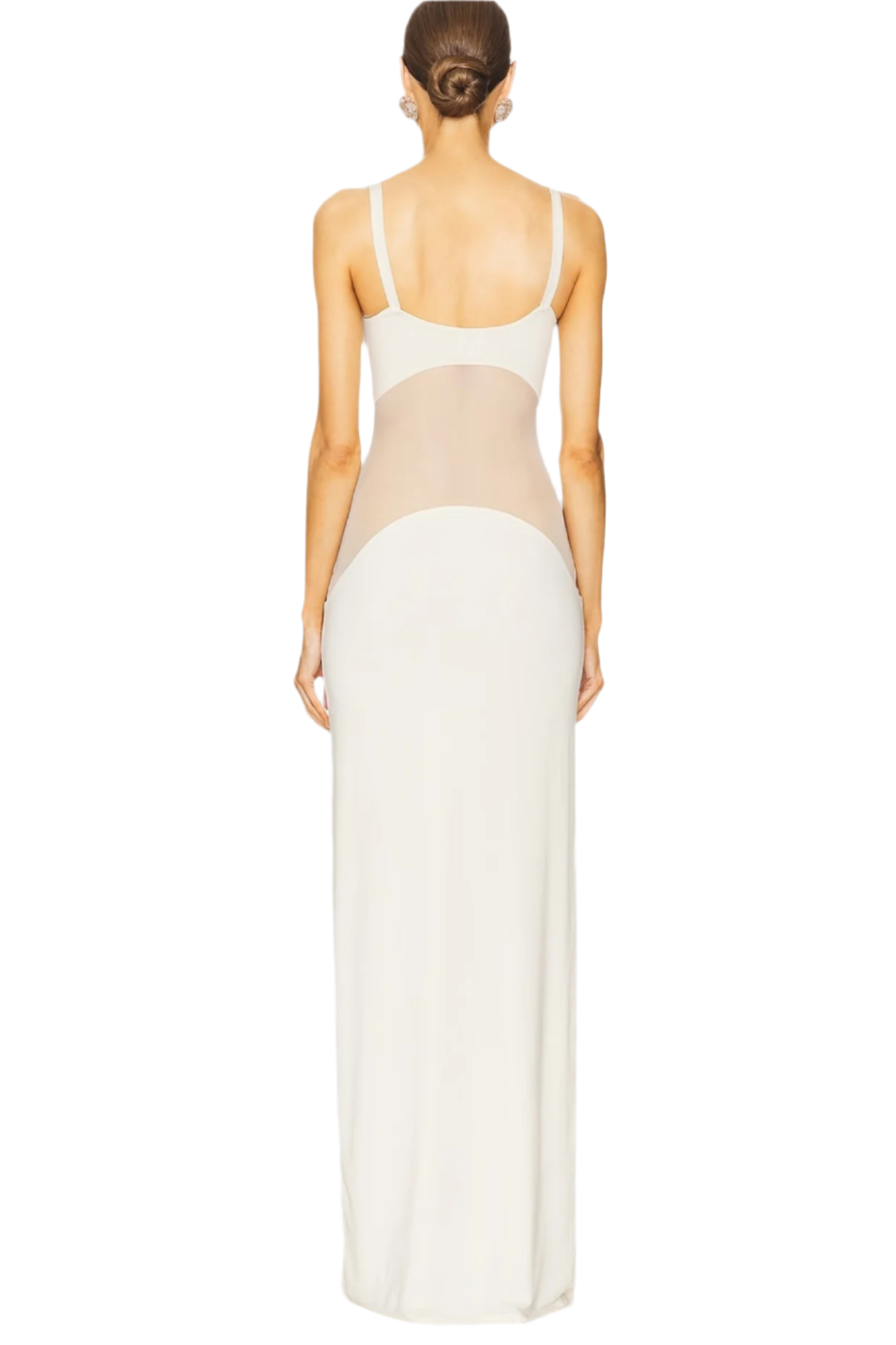 DAJOA MESH CURVE MAXI DRESS WHITE