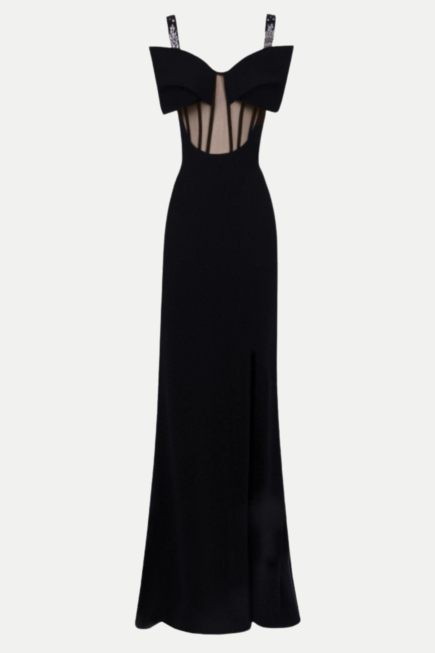 DANCIS SHEER CORSET MAXI DRESS - BLACK