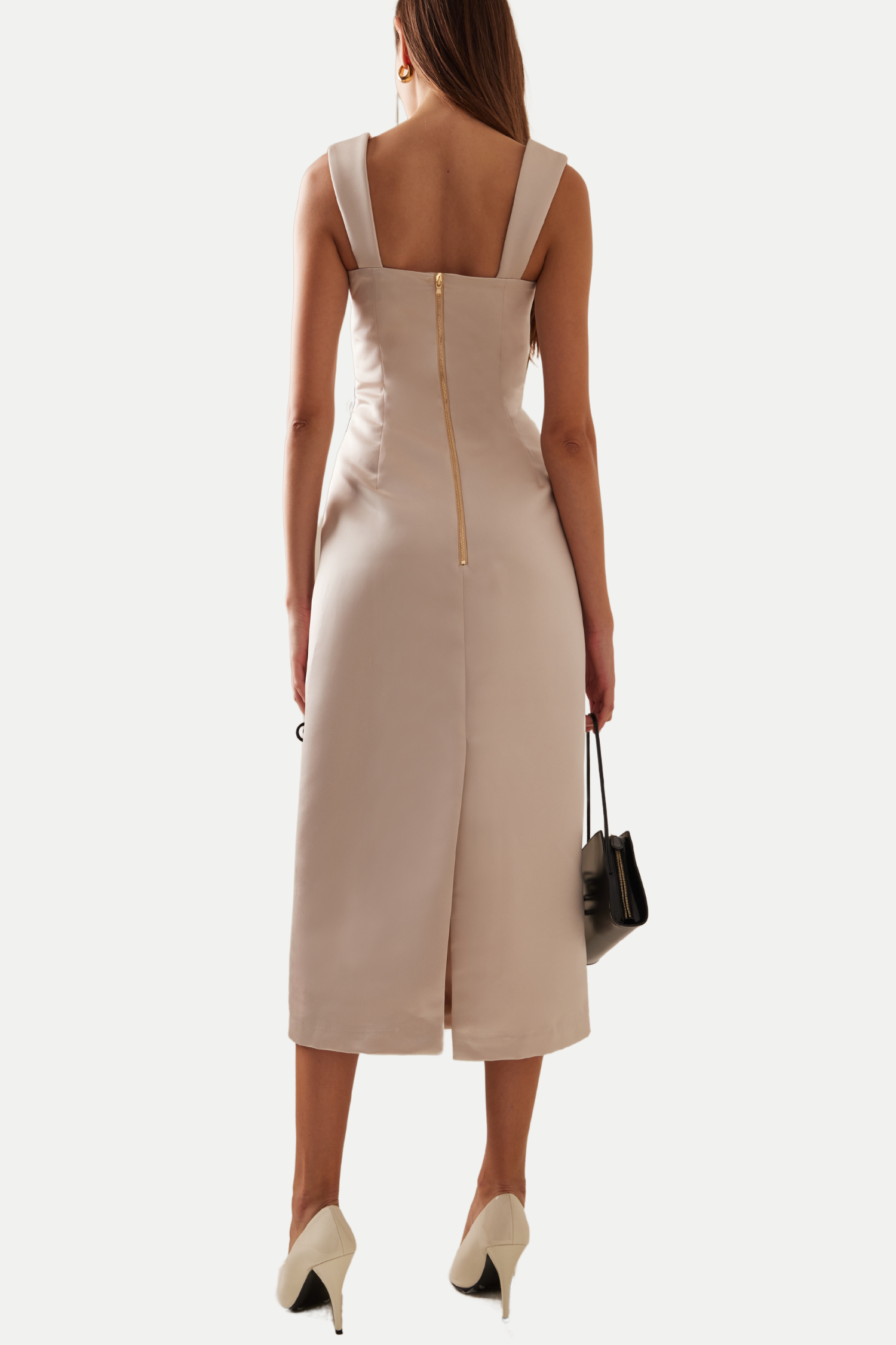 FLORAL EMBELLISHED WHITE MIDI DRESS FOR WEDDING GUEST