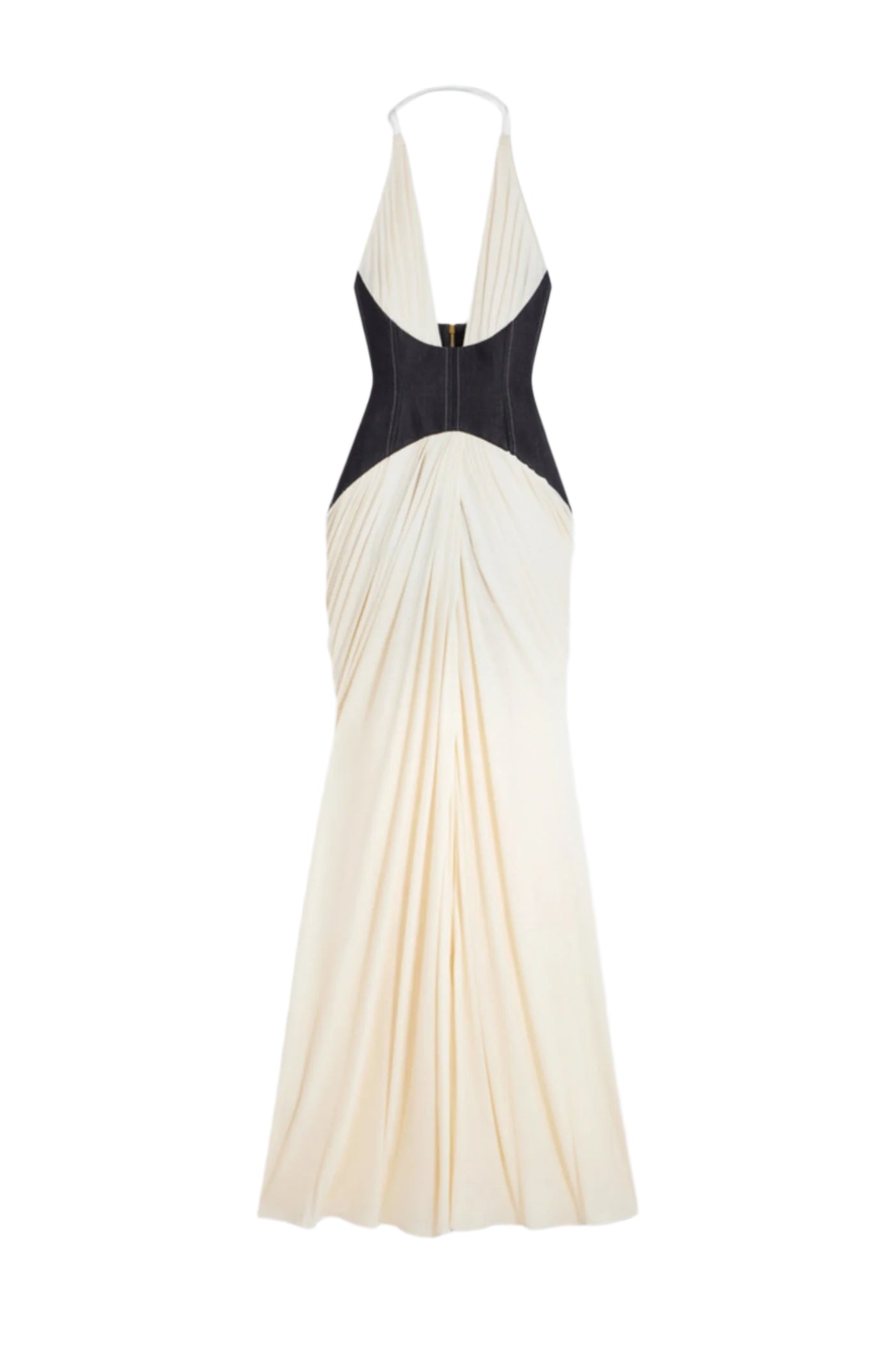 DARYLE HALTER DENIM CORSET MAXI DRESS