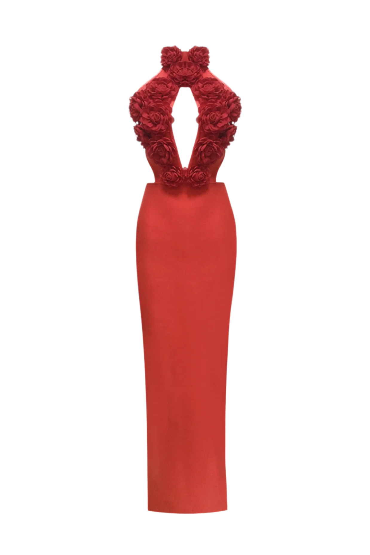 DATHERINE FLORAL HALTER MAXI DRESS - RED WEDDING GUEST