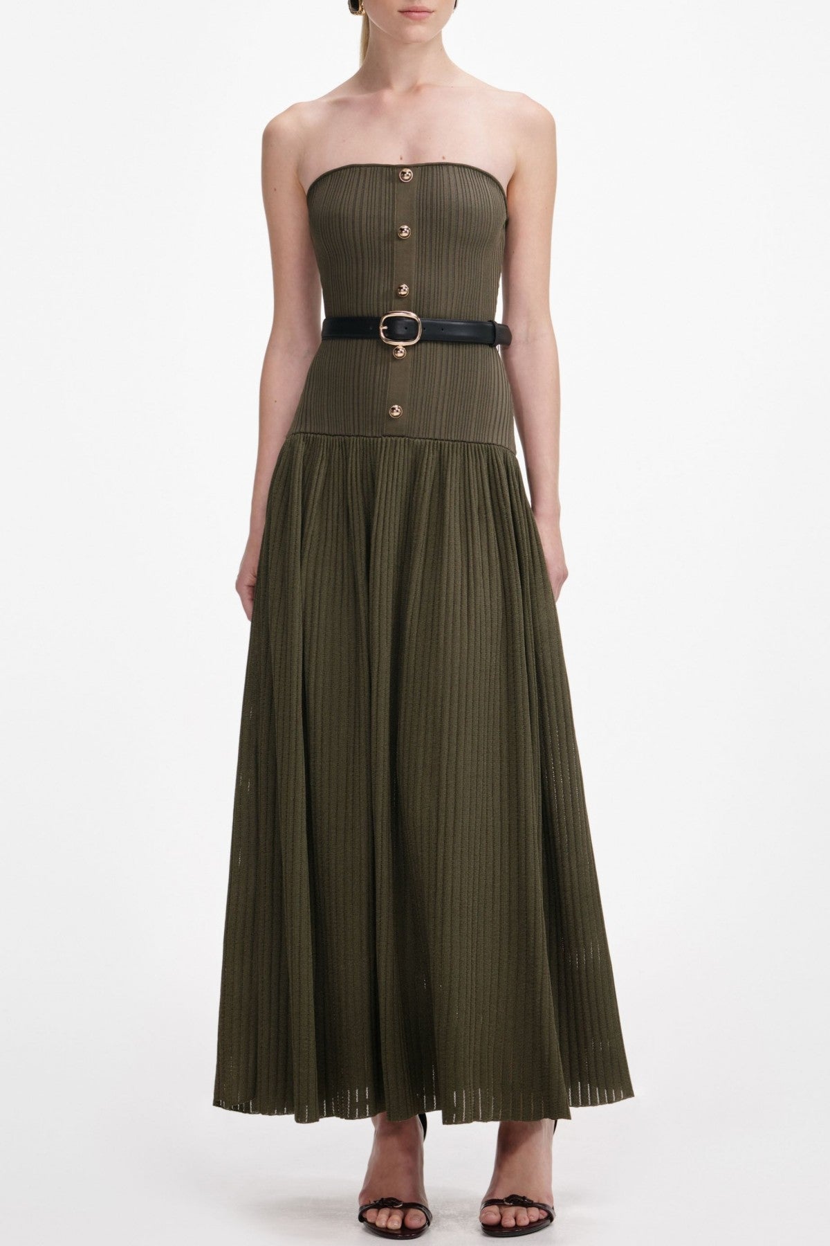 DeasaStraplessBeltedKnitMaxiDress-Green_1 DEASA STRAPLESS BELTED KNIT MAXI DRESS - GREEN