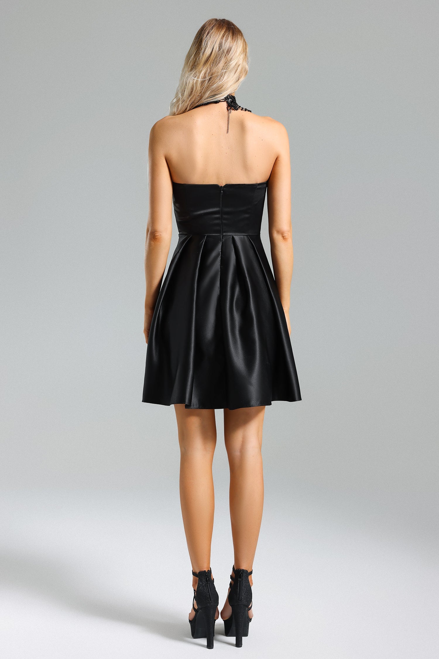 DEBORAH SATIN STRAPLESS COCKTAIL DRESS