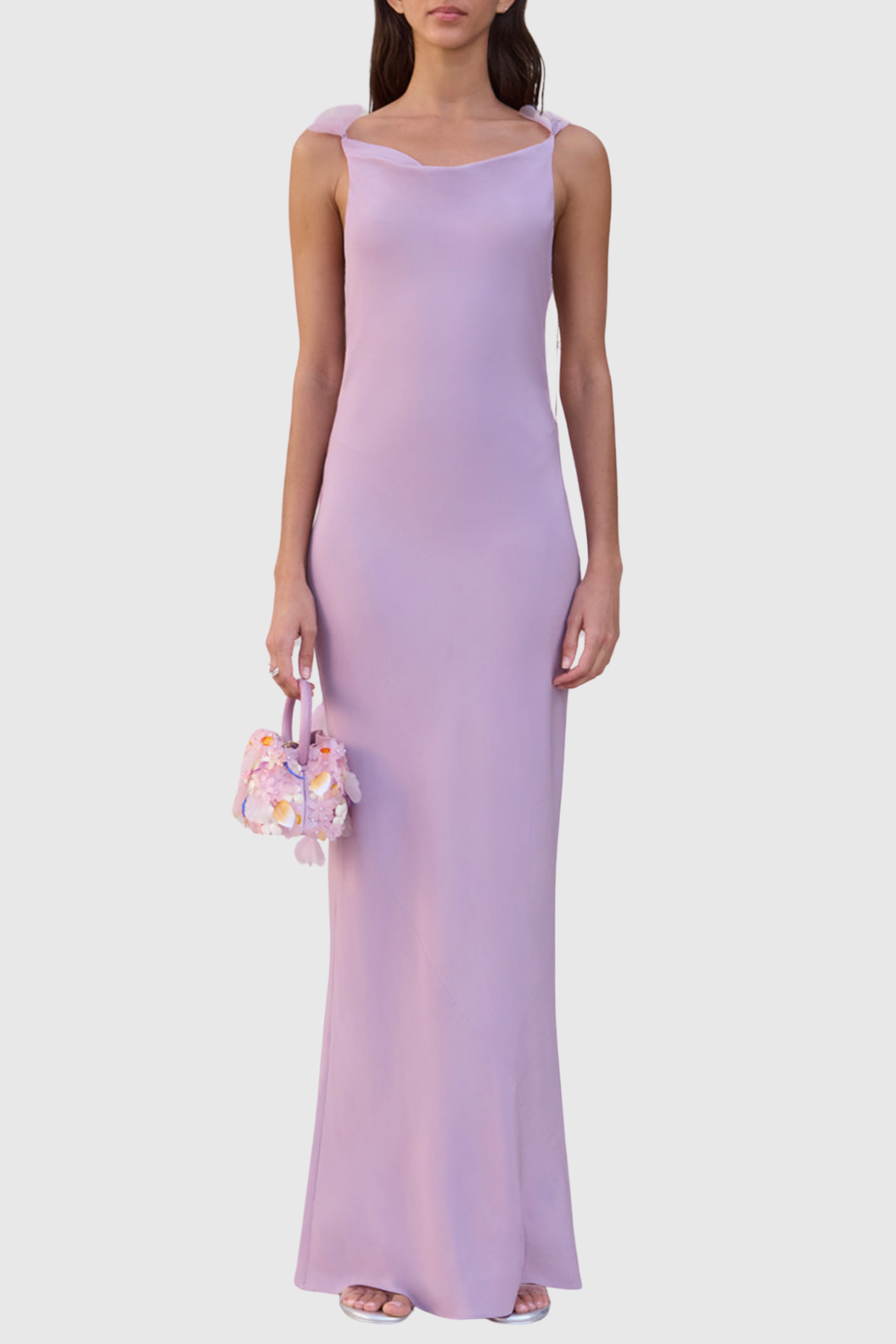 DEDRIK FLORAL SATIN OPEN BACK MAXI DRESS