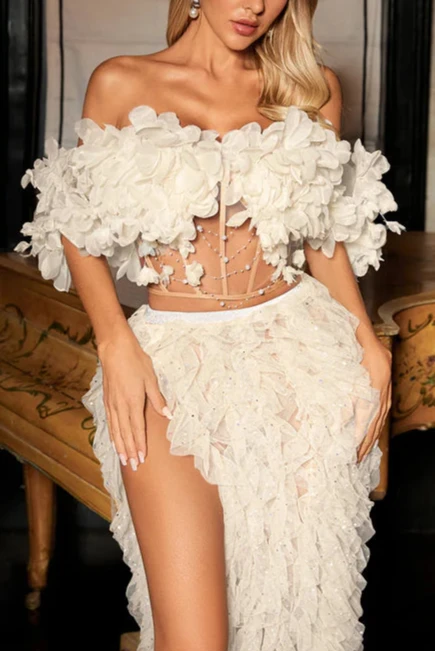DEDRIK OFF-SHOULDER CORSET TULLE SKIRT SET
