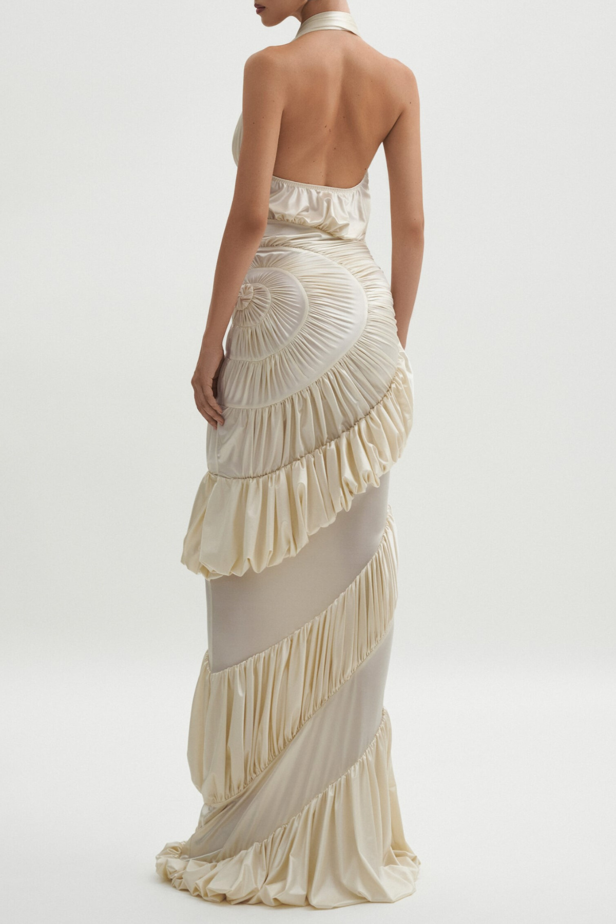 DEJANA HALTER SHIRRED MAXI DRESS FOR WEDDING GUEST