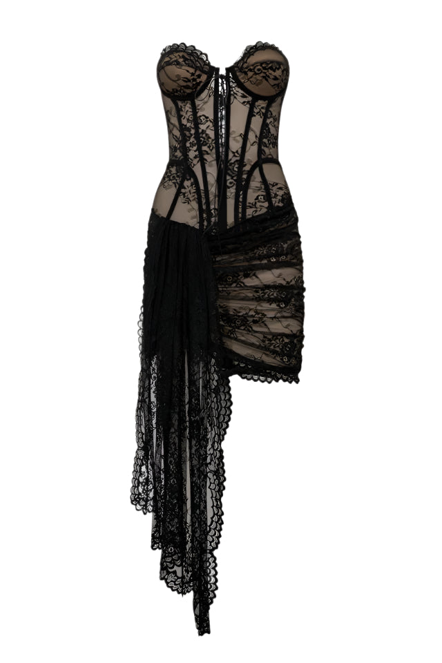 LACE CORSET STRAPLESS MINI DRESS FOR PARTY
