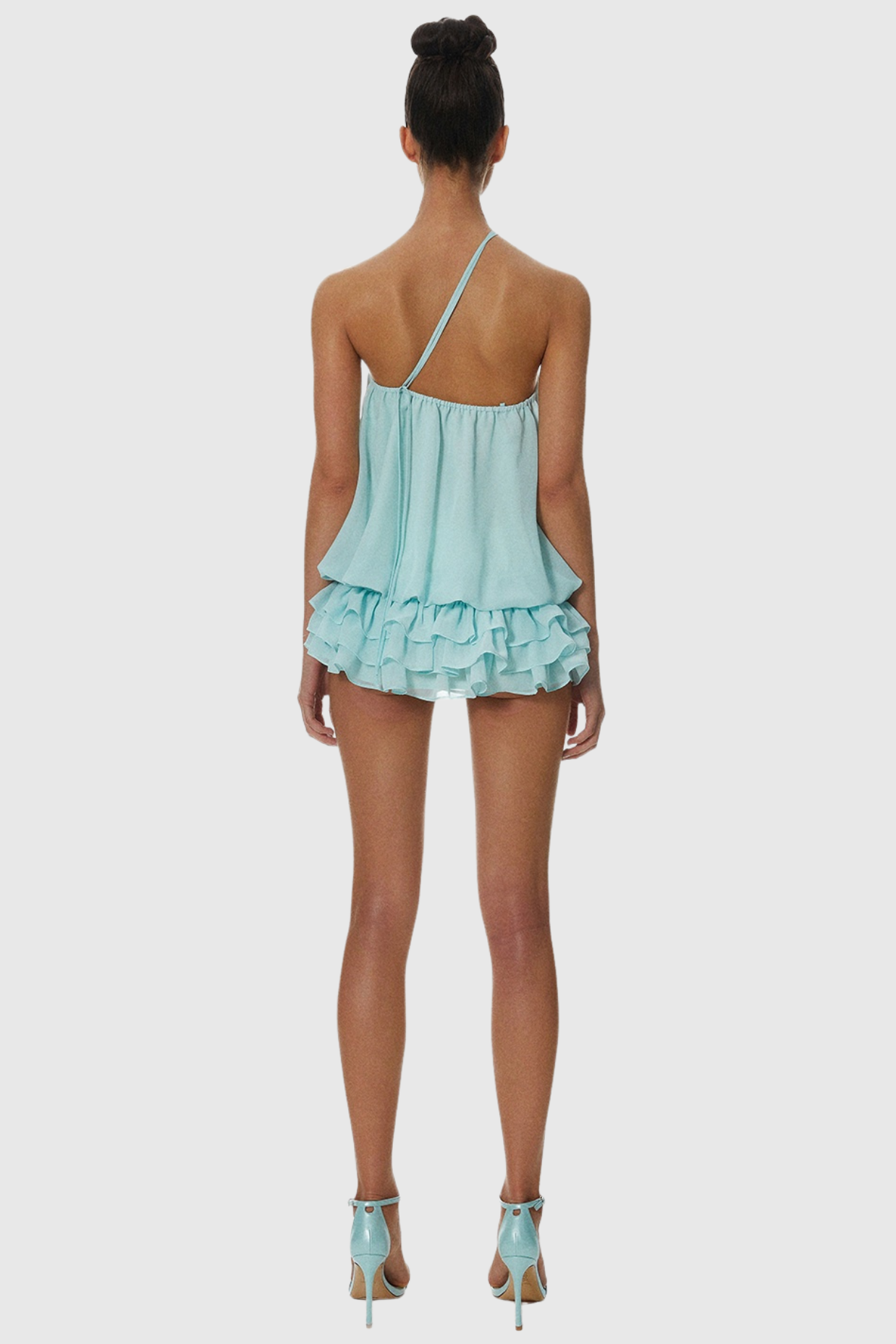 DELLESA FLORAL ONE SHOULDER TOP BLUE