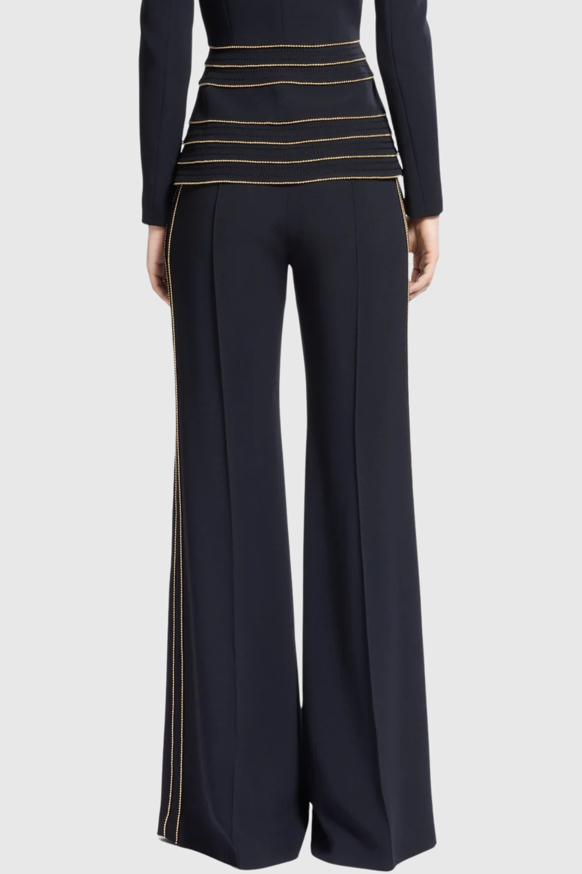 LUXE EMBELLISHED BLAZER & PANTS SET - BLACK