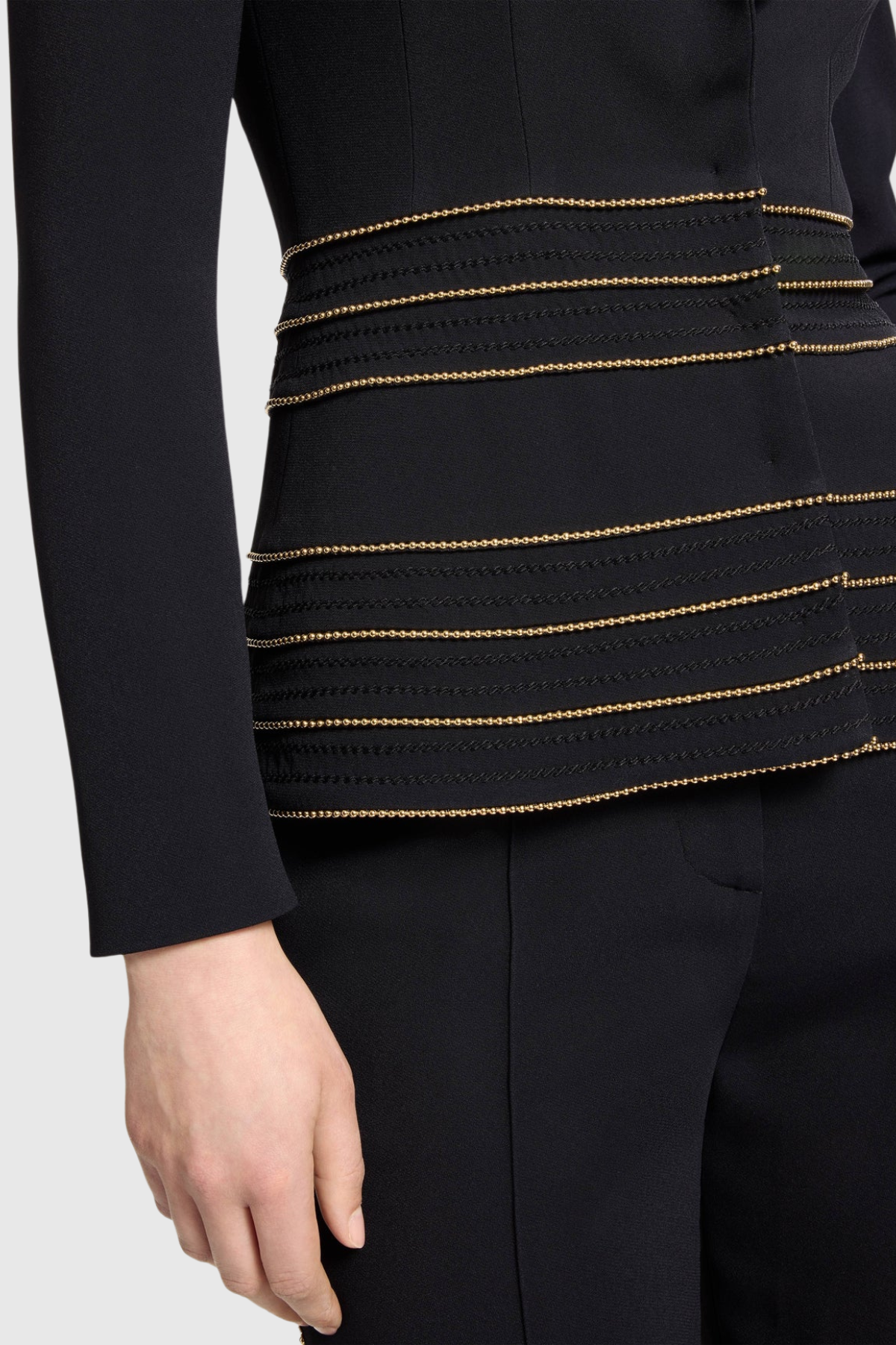 LUXE EMBELLISHED BLAZER & PANTS SET - BLACK