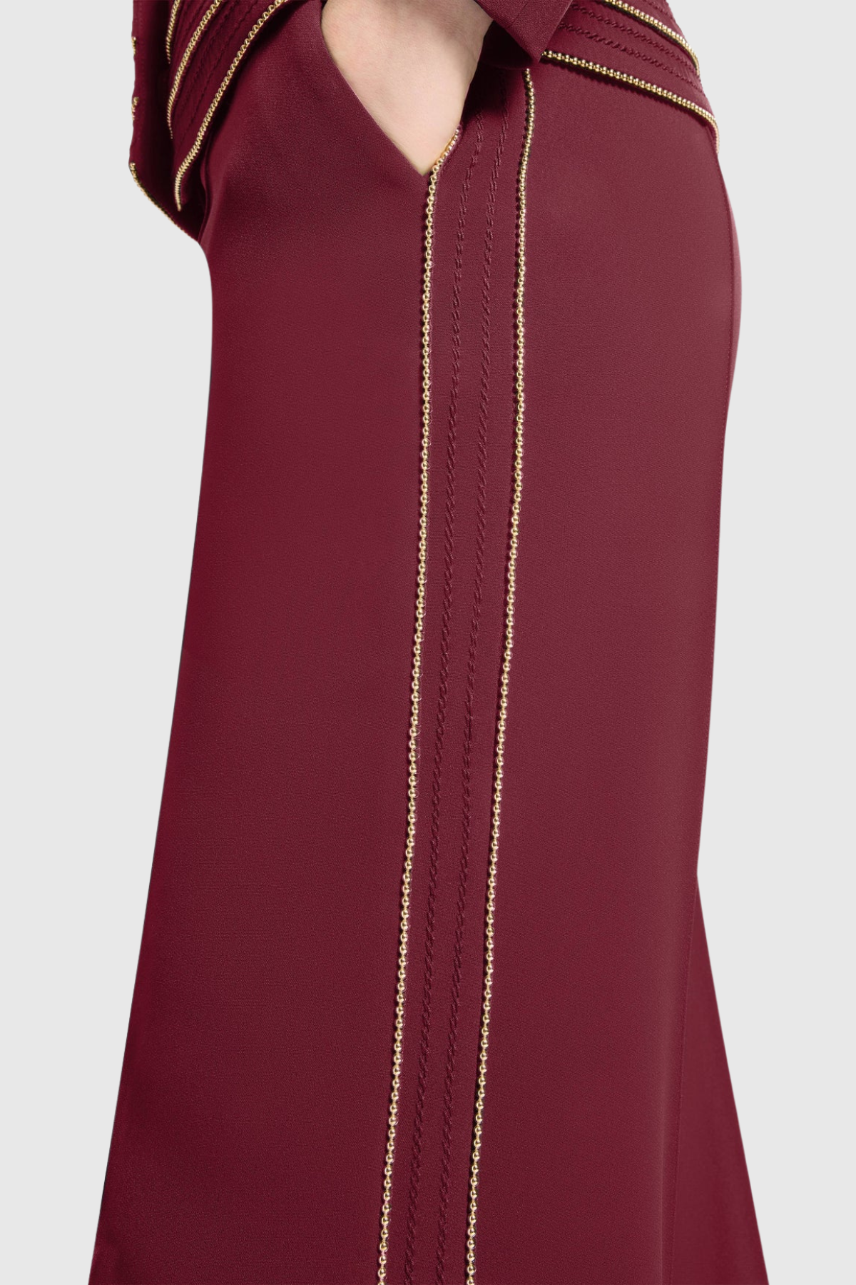 WINE SANDY TRIM BLAZER PANTS SET FOR EVENING