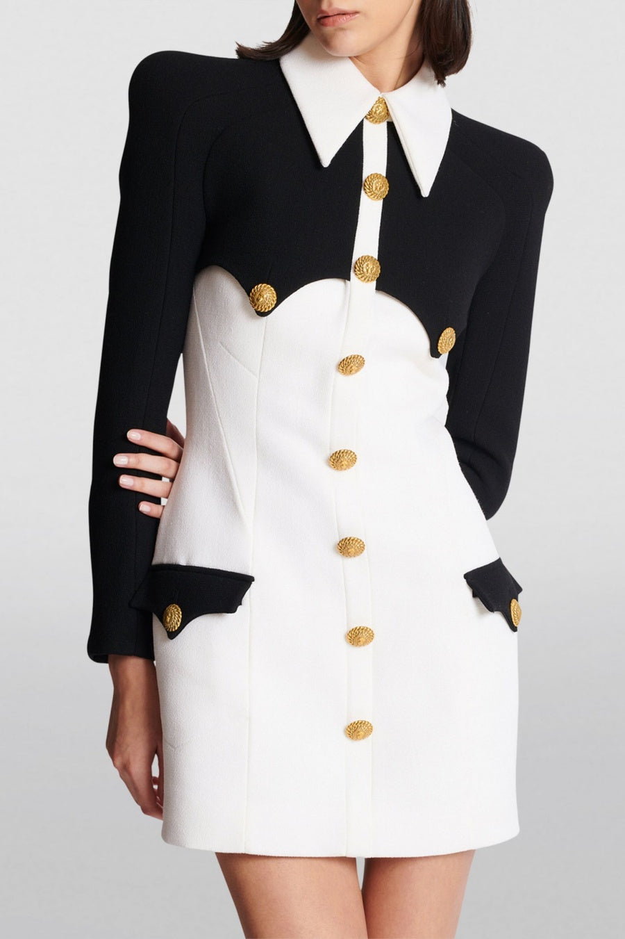 DELPHA GOLD BUTTON MINI DRESS FOR PARTY