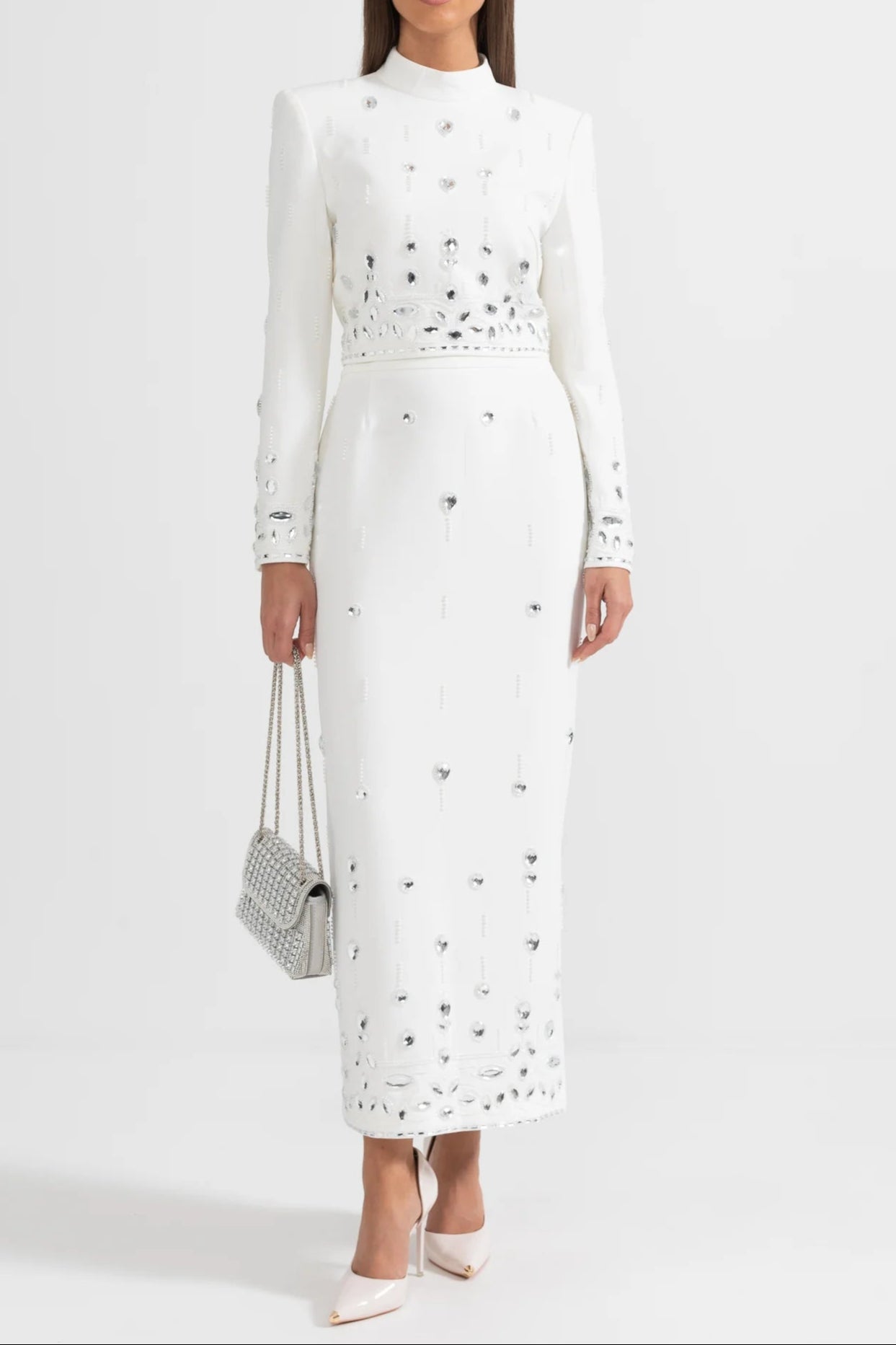 Diamond_Embellished_Co-Ord_with_Maxi_Skirt_-_White DIAMOND EMBELLISHED WHITE MAXI SKIRT CO-ORD SET