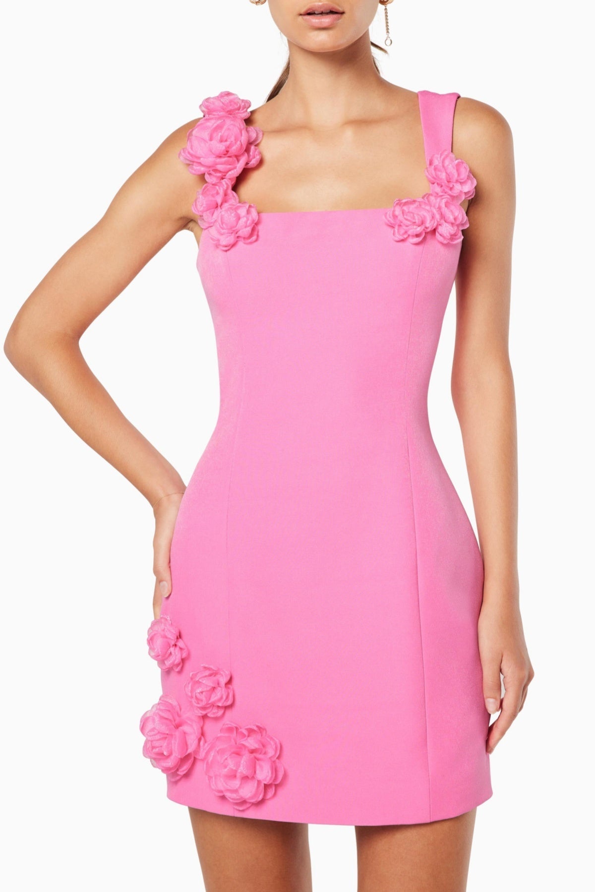 DILANNE FLORAL LACE MINI DRESS - PINK PARTY