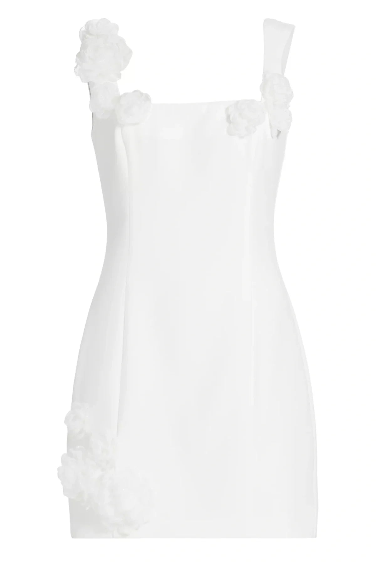 FLORAL APPLIQUÉ MINI DRESS - WHITE WEDDING PARTY