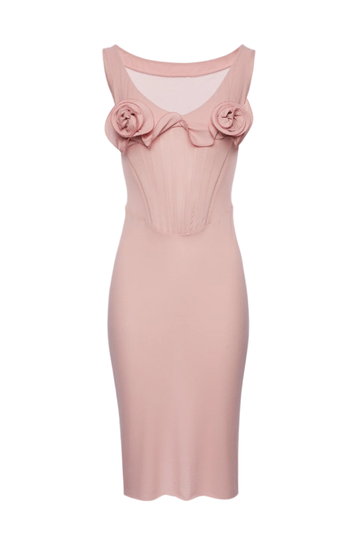 PINK FLORAL CORSET MIDI DRESS FOR WEDDING