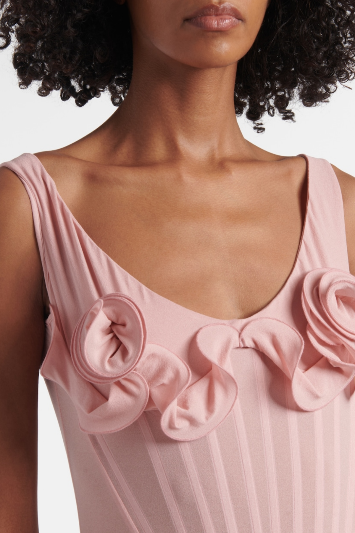 PINK FLORAL CORSET MIDI DRESS FOR WEDDING