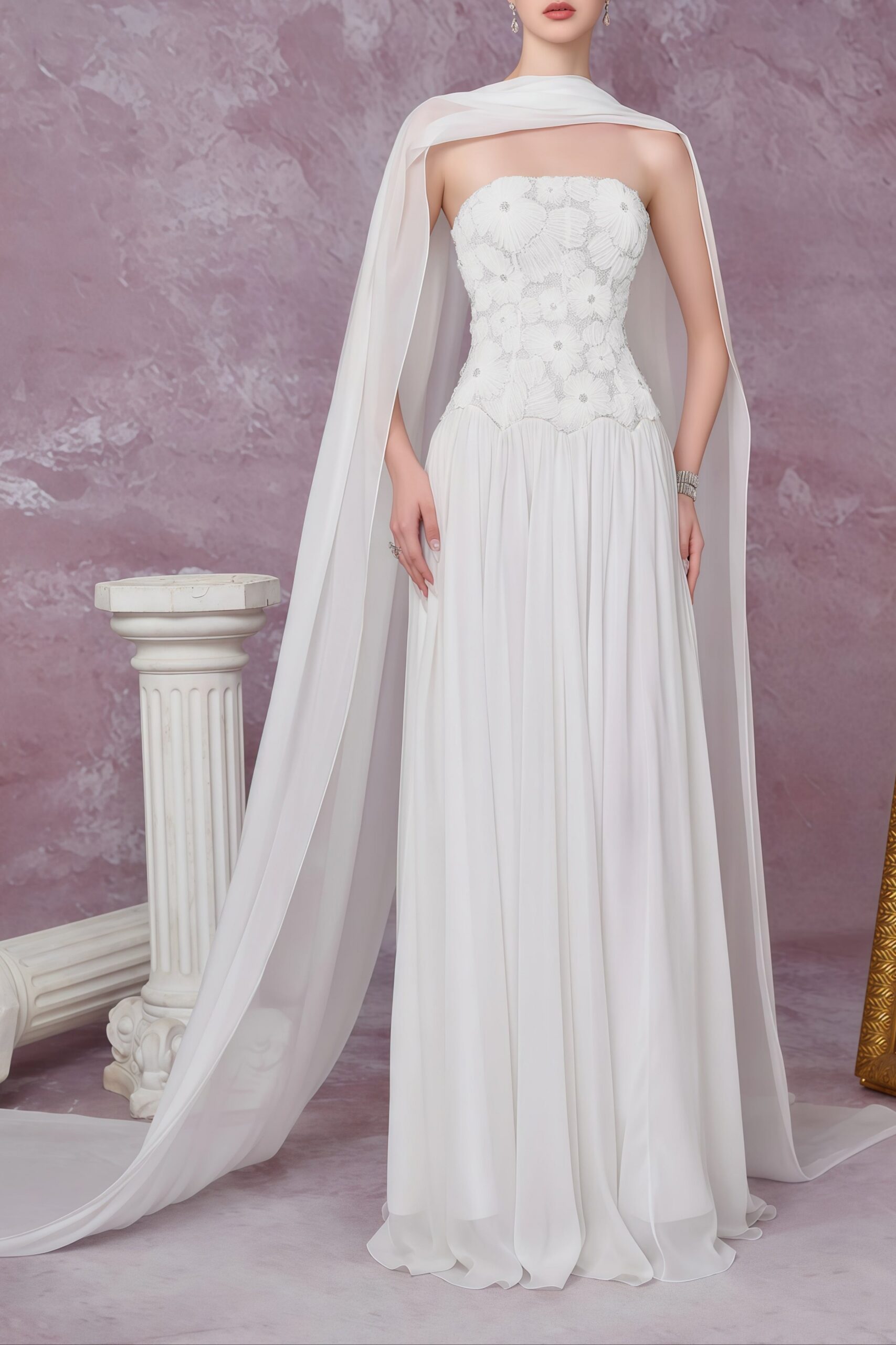 DobromilaWhiteFloralEmbroideredPleatedMaxiDress_1 REBECCA WHITE FLORAL EMBROIDERED PLEATED MAXI DRESS