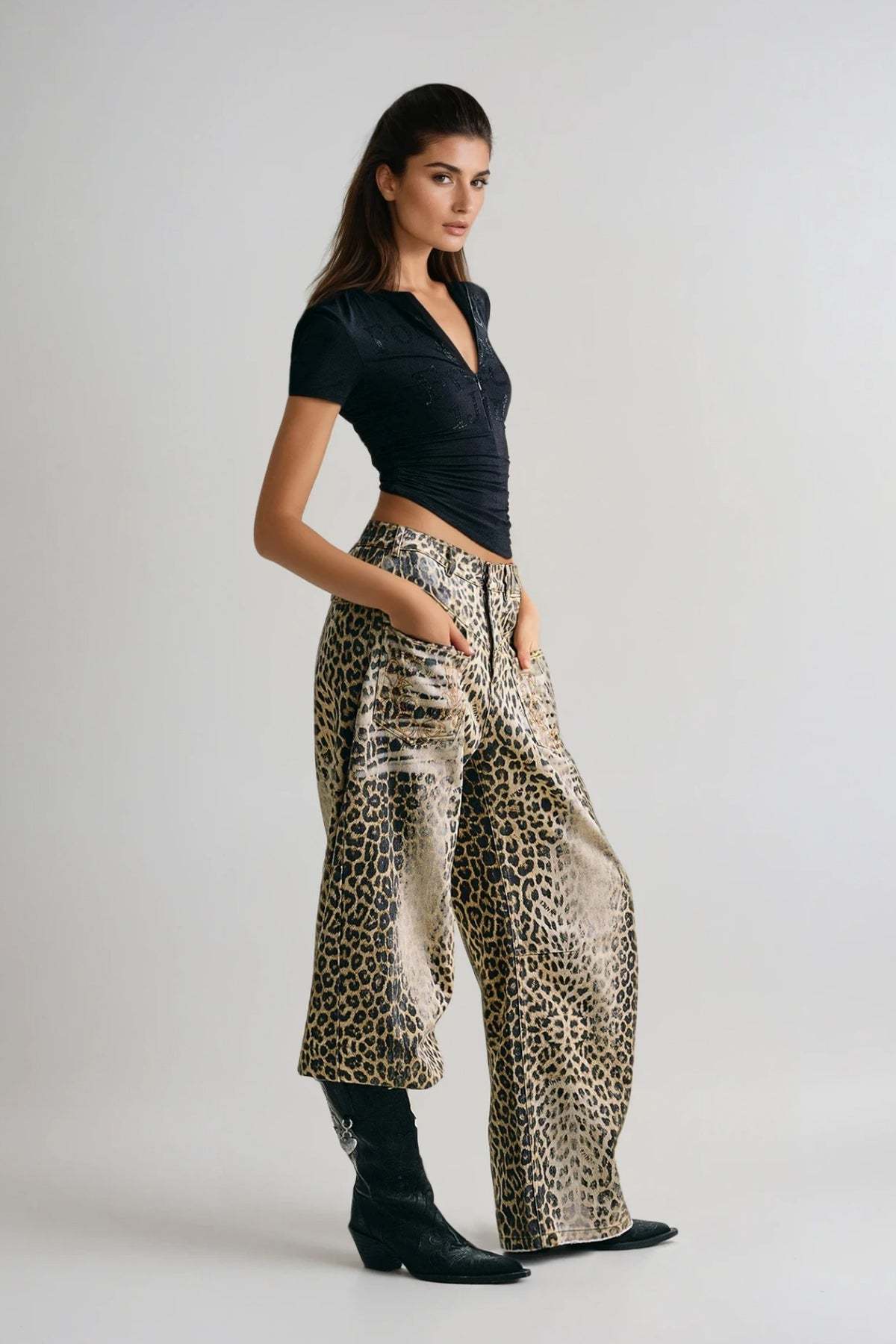 PRIMA BLEACHED LEOPARD JEANS FOR PARTY