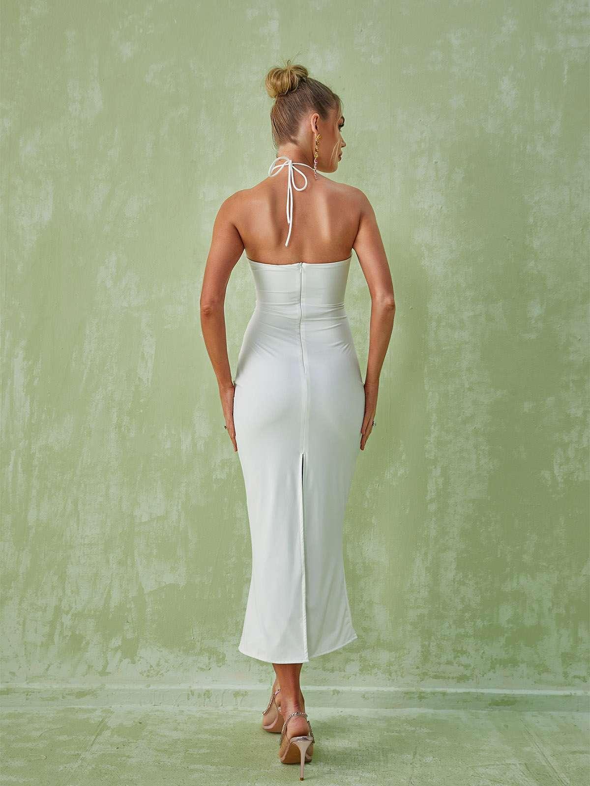DORCAS CUTOUT HALTER MIDI DRESS FOR EVENTS