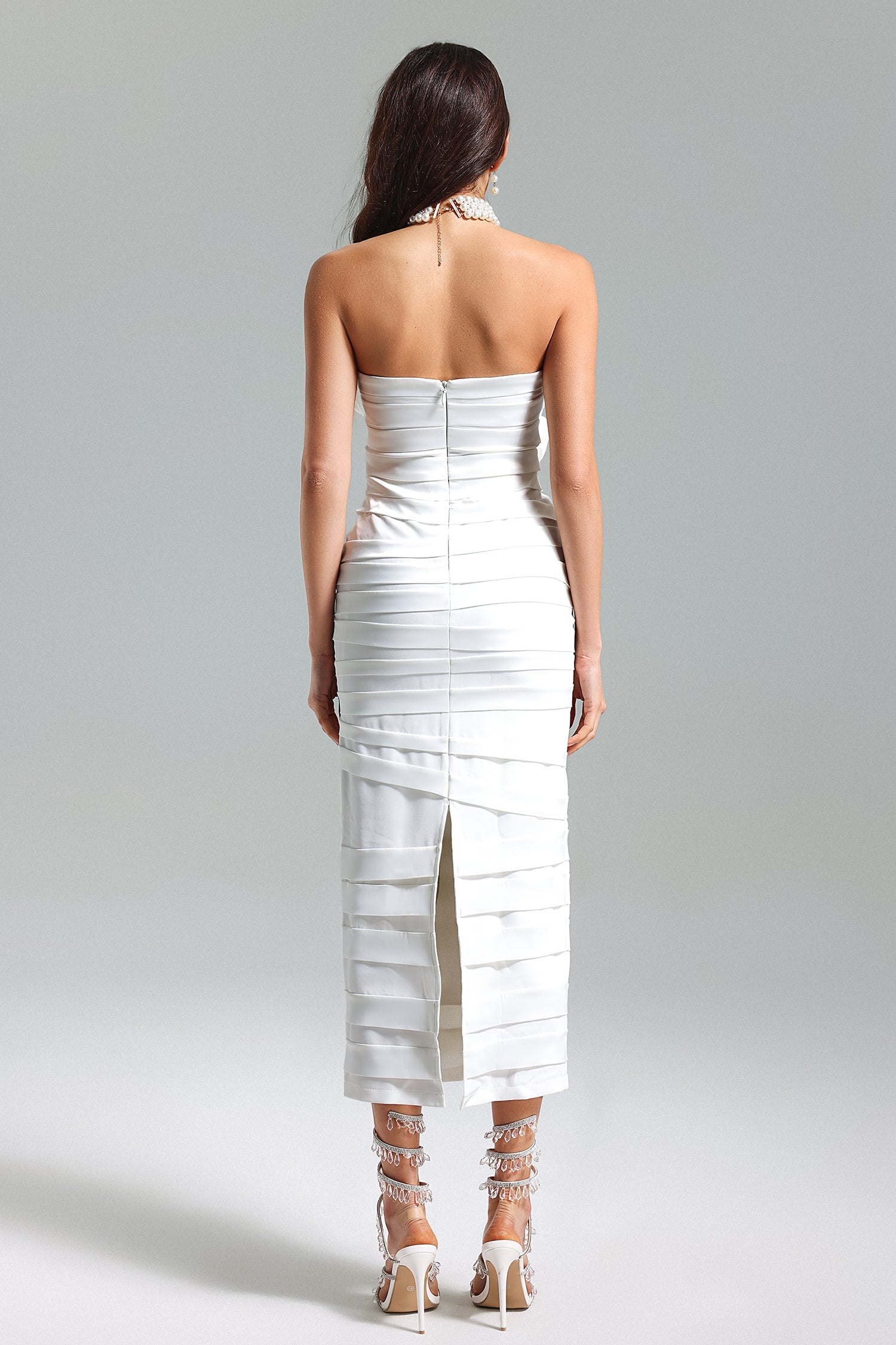 DORO FLOWER PLEATED STRAPLESS DRESS FOR SUMMER