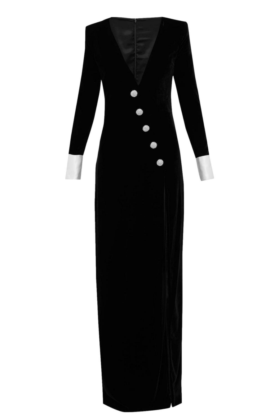DOROTHY VELVET V-NECK SLIT MAXI DRESS