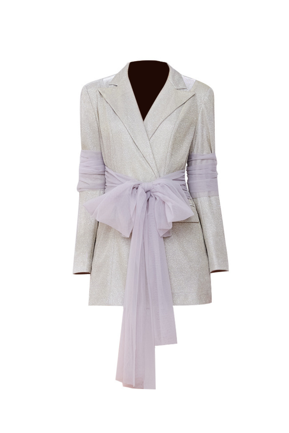 JANICE GLITTER RIBBON BLAZER DRESS, CHAMPAGNE